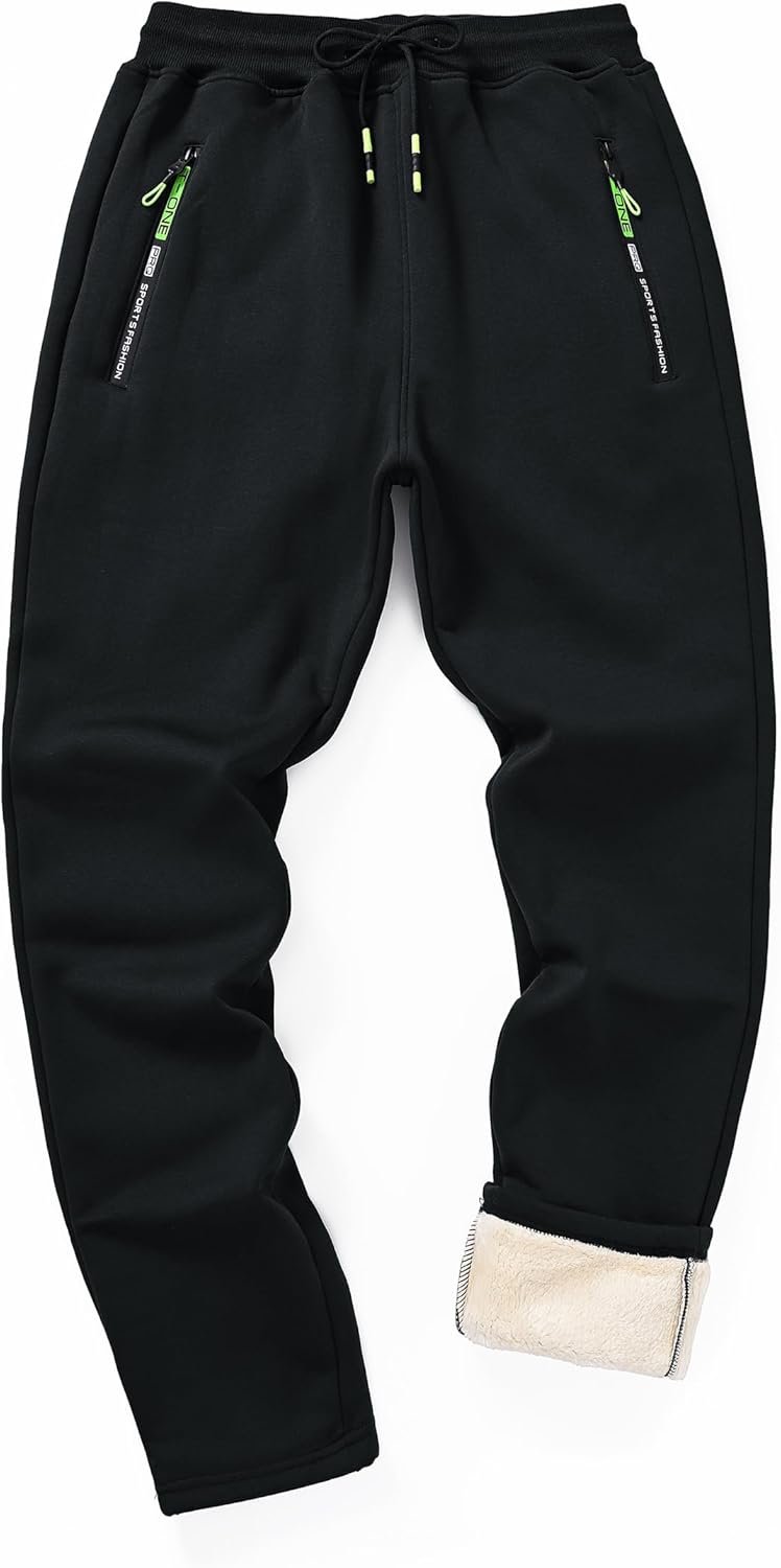 STICKON Mens Sherpa Lined Sweatpants Winter Warm Fleece Pants