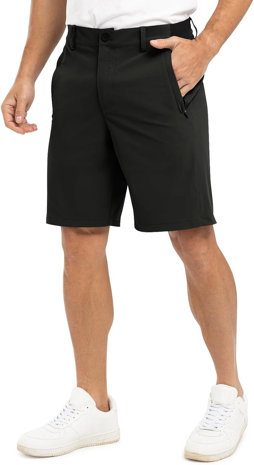TBMPOY Men’s 9″ Golf Shorts Quick Dry Casual Shorts Dress Shorts Flat Front Stretch Lightweight for Work Business Travel