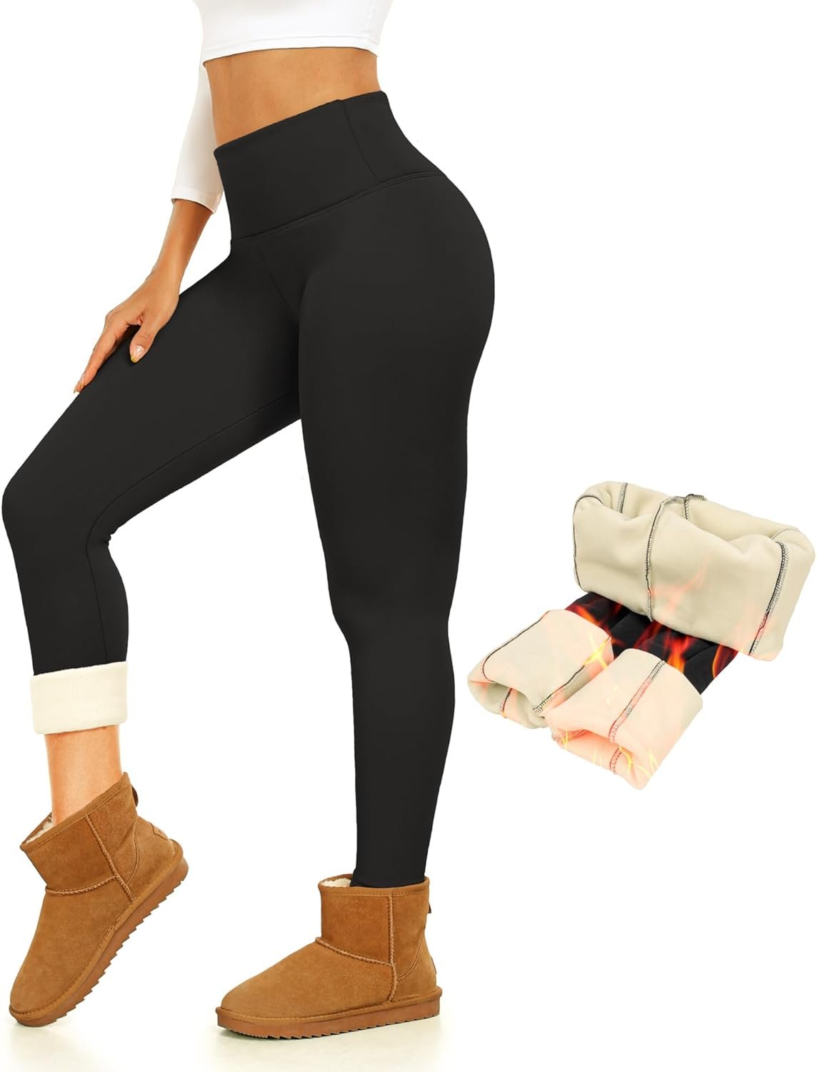 Thermal Thick Fleece Lined Leggings -High Waisted Warm Winter Yoga Pants for Women Running Workout Leggings