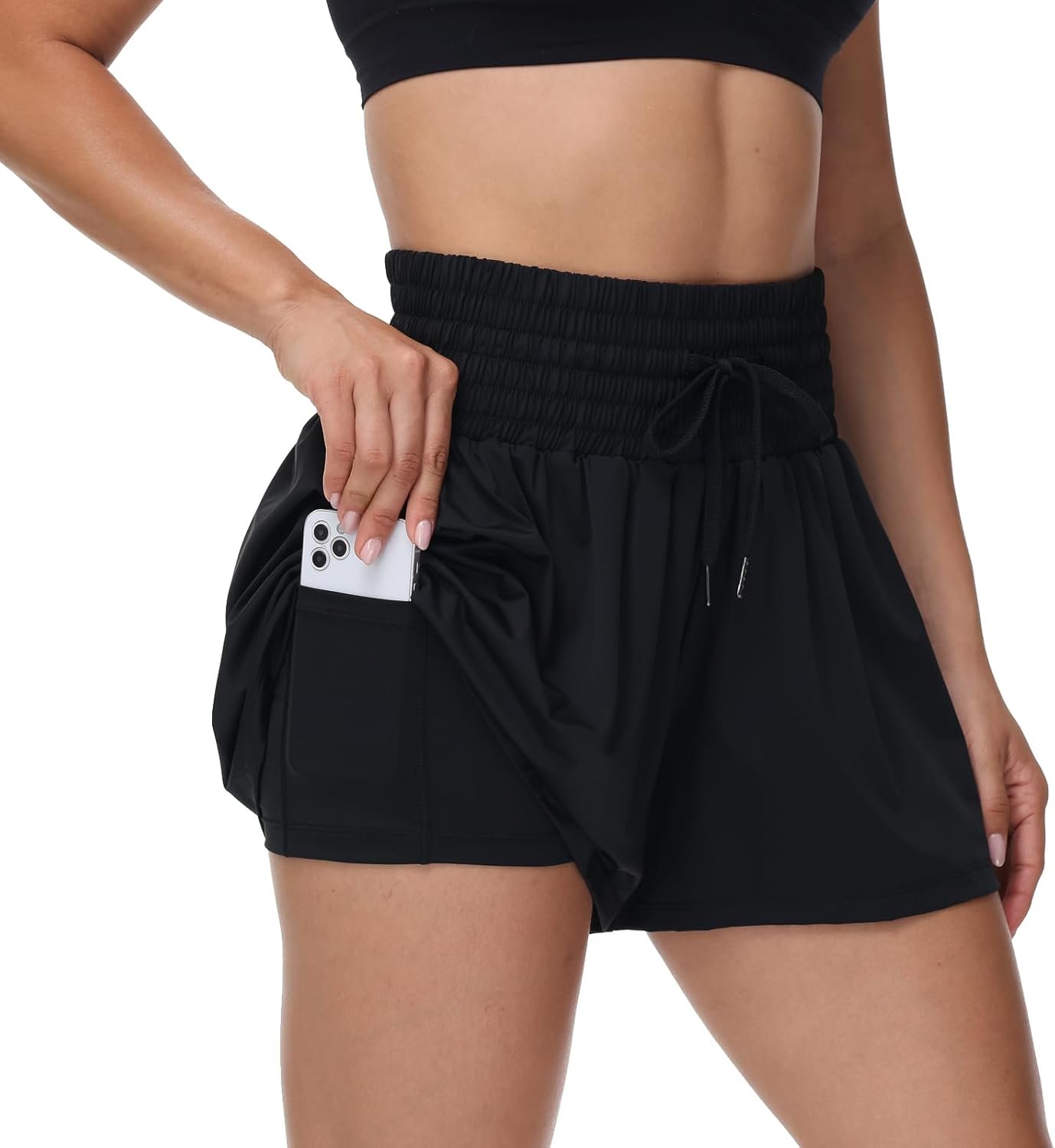 Blaosn Flowy Athletic Shorts for Women Gym Workout Running Short Pants High Waist Skort with Pocket Casual Summer Clothes