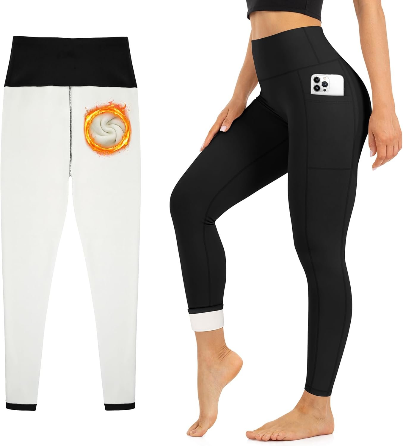 Blisset Women’s Fleece Lined Leggings Thermal Warm Winter Tights High Waisted Soft Yoga Pants with Pockets