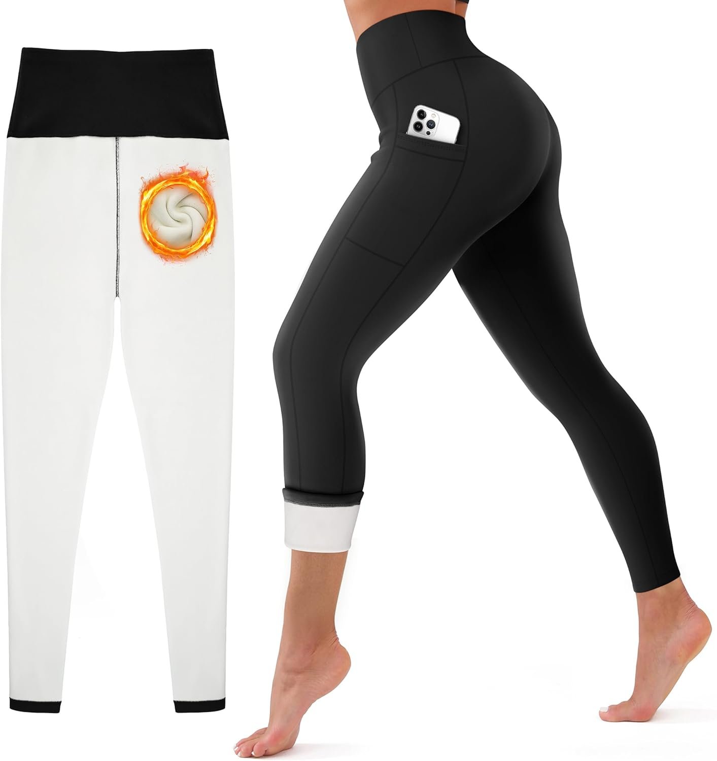 CHARMKING Women’s Fleece Lined Thermal Leggings High Waisted Winter Yoga Pants with Pockets | Cold Weather Compression Tights