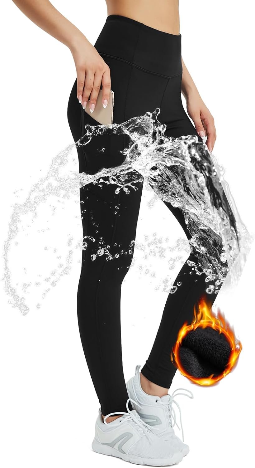 SP3LOPS Fleece Lined Leggings Women,Water Resistant Winter Thermal Leggings for Women, Thick Warm Lined Yoga Pant Pockets