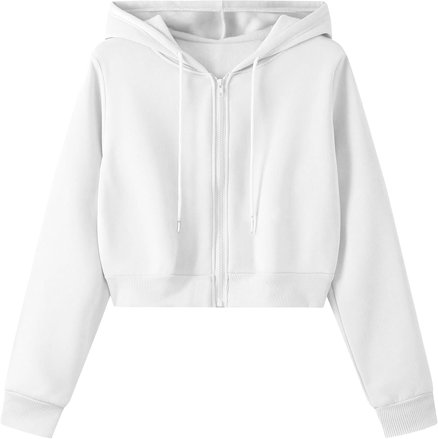 Remidoo Women’s Zip Up Cropped Hoodie Crop Top Sweatshirt Drawstring Long Sleeve Jacket
