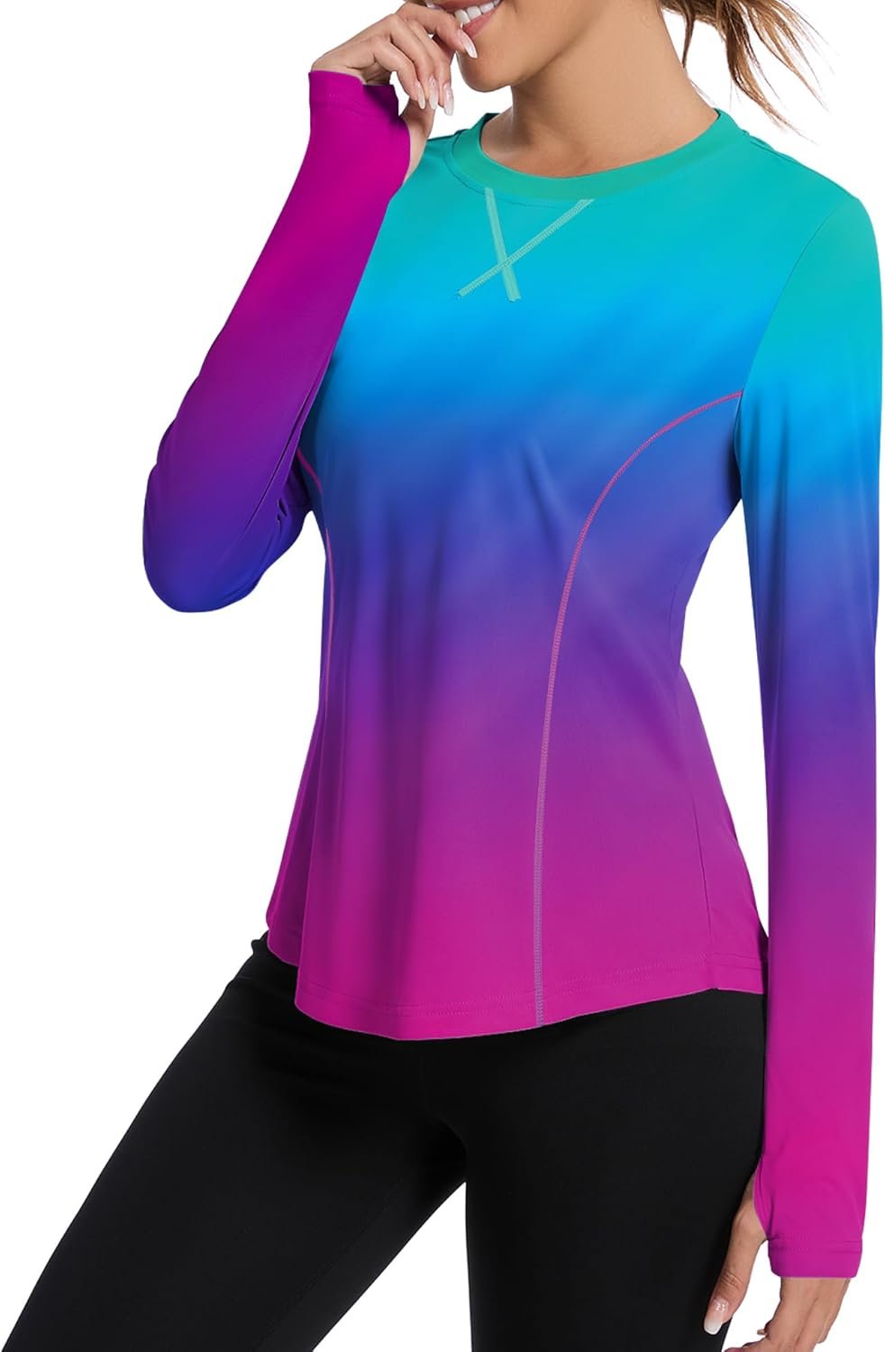 Avoogue Women UPF 80+ UV Shirts Long Sleeve with Thumb Holes Workout Sun Shirt Quick Dry Athletic Hiking Running Tops