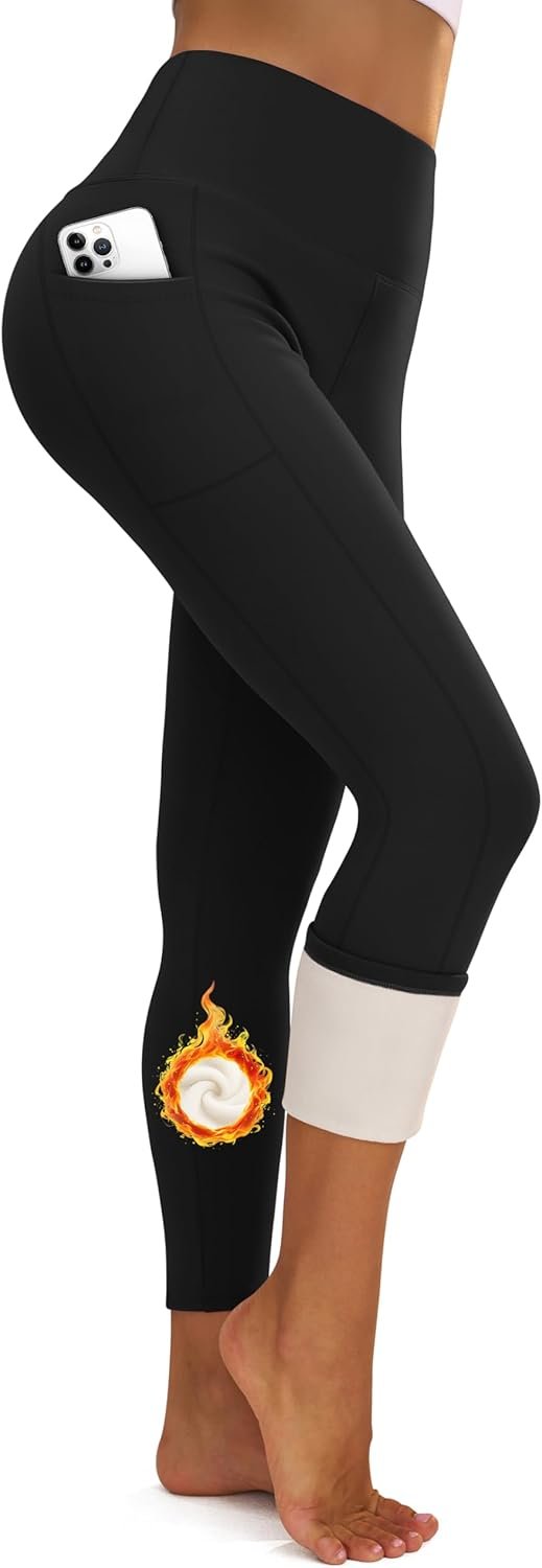 FEYHAY Women’s Fleece Lined Yoga Pants Thermal Winter High Waisted Tummy Control Leggings