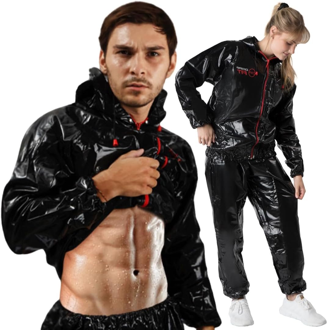 Sauna Suit 0.32mm Premium PVC Heavy Duty Sweat Suit for Weight Loss Fits Men, Women Machine Wash Bag for Easy Care