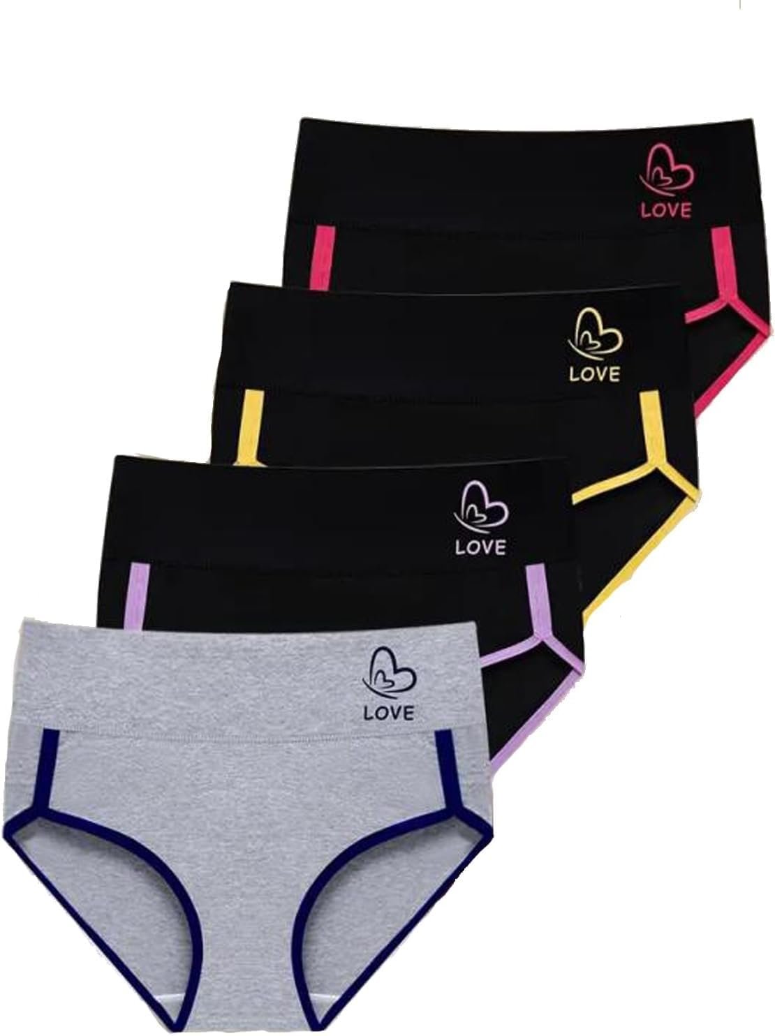 Women’s Breathable Waisted Sports Underwear Brief Panties, 4-Pack, High Waist, Moisture