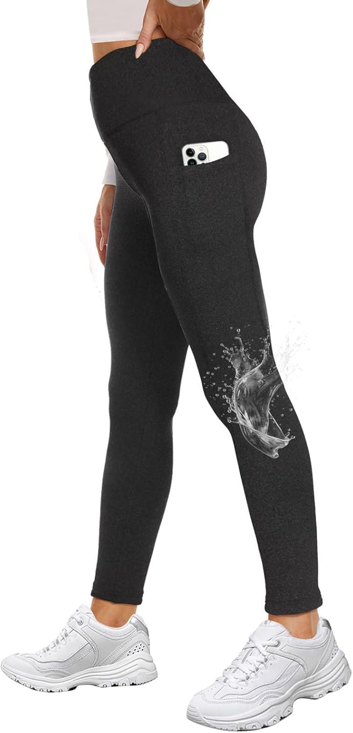 GAYHAY Fleece Lined Leggings for Women with Pockets- Water Resistant Winter Thermal Warm High Waisted Workout Tights Pants