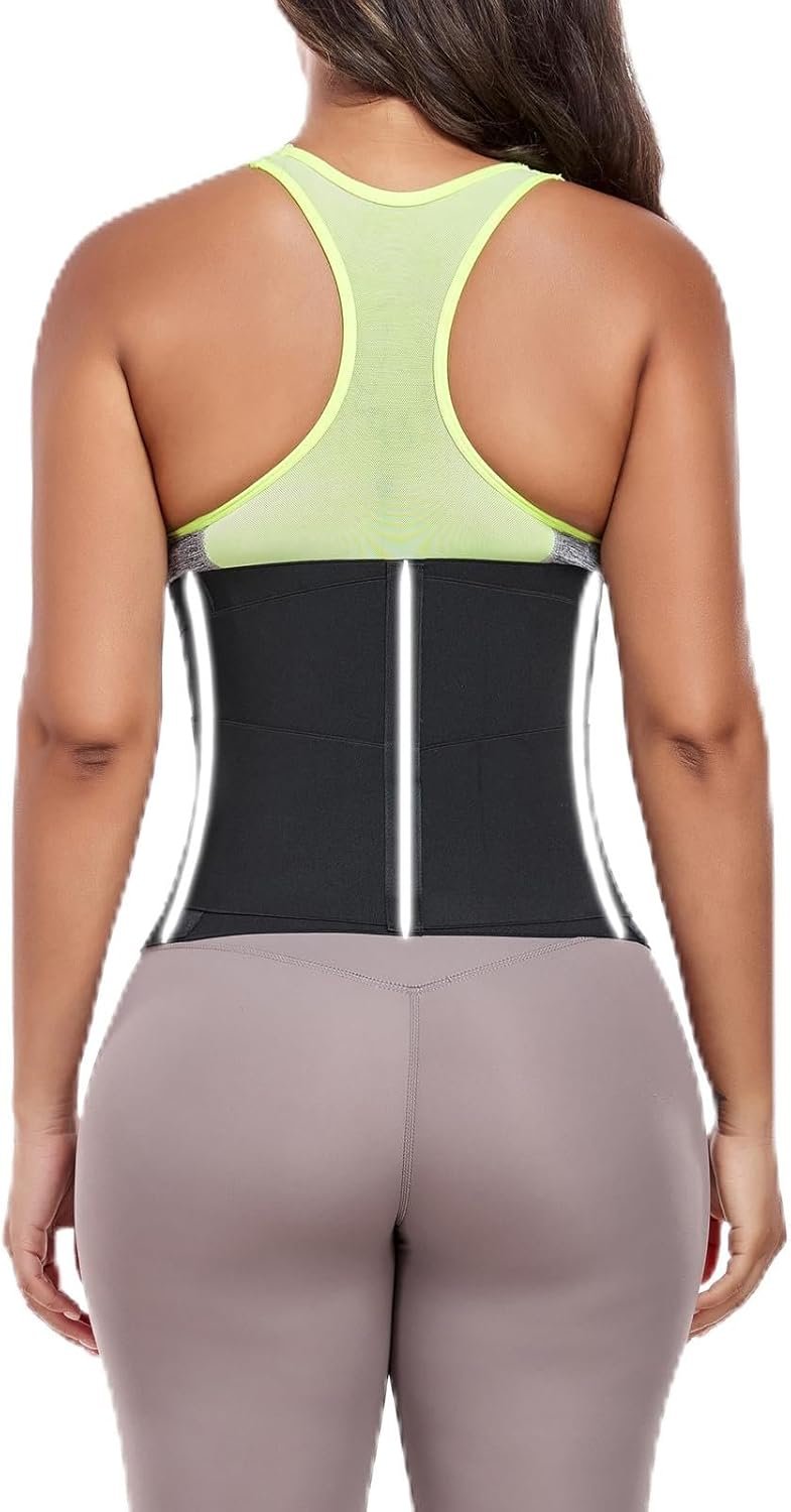 Waist Trainer Belt for Women Belly Fat Waist Cincher Trimmer Ab Belt Tummy Control Body Shaper with Triple Wrap (Black,Medium)