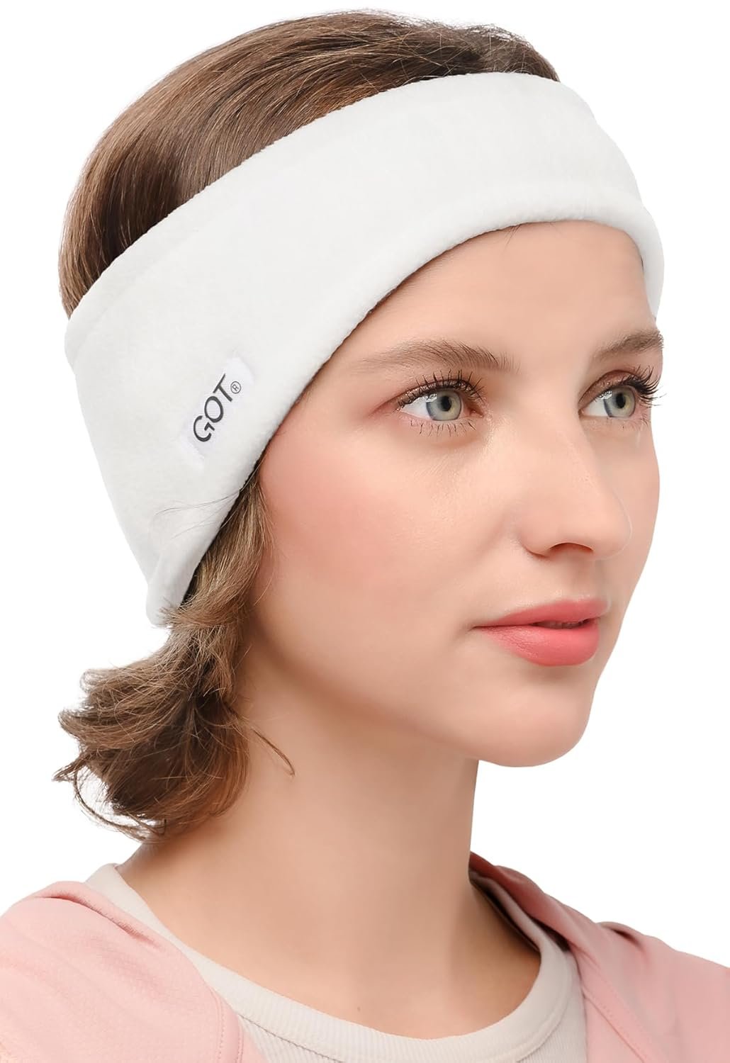 GOT Sports Ear Warmer Headband for Women – Fleece Running Headband Ear Covers for Cold Weather – Ski Cycling Ear Muffs for Winter (White)