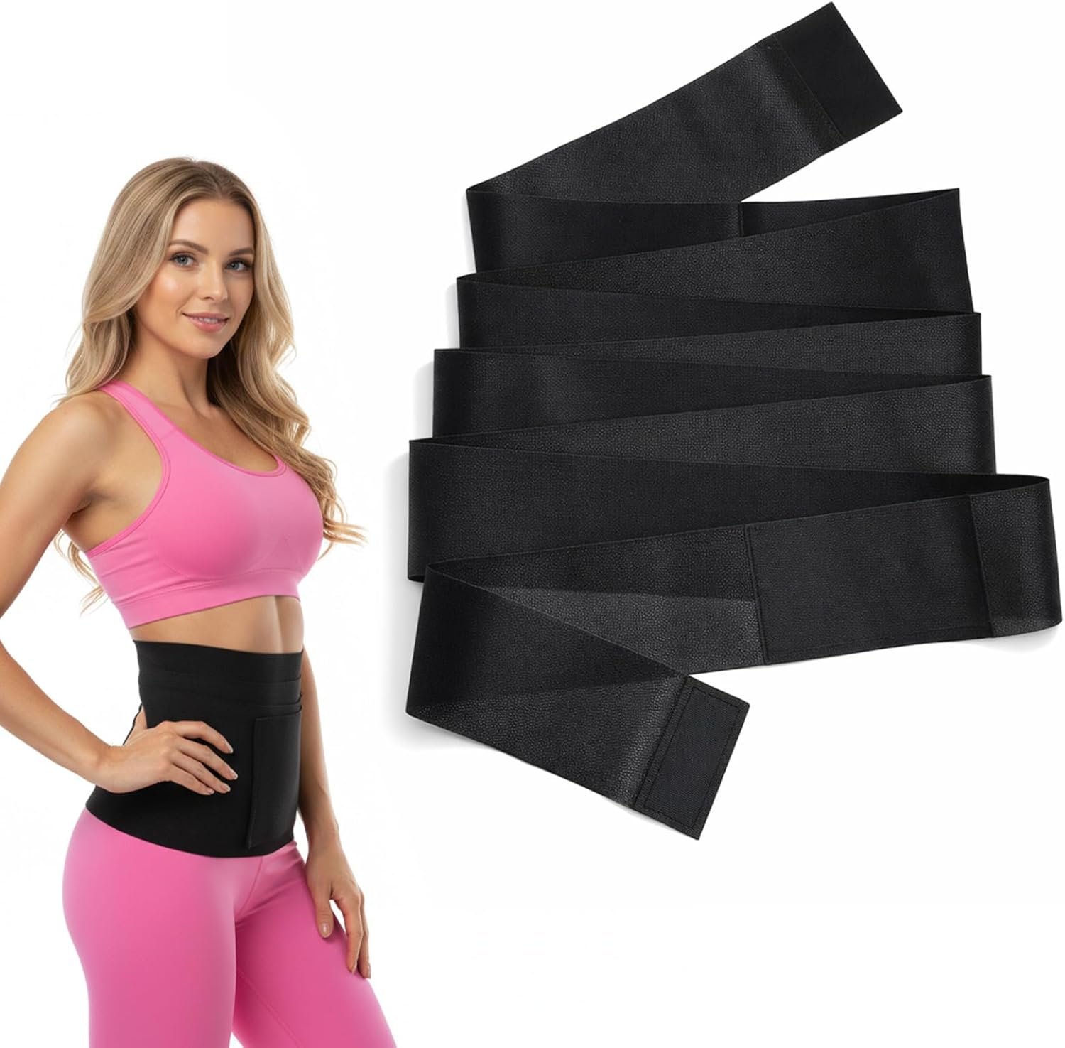 Waist Trainer for Women Stomach Bandage Wrap Postpartum Belly Wrap for Tummy Control Waist Band Long Torso Tummy Wraps Body Shaper for Women Lower Belly Fat Black