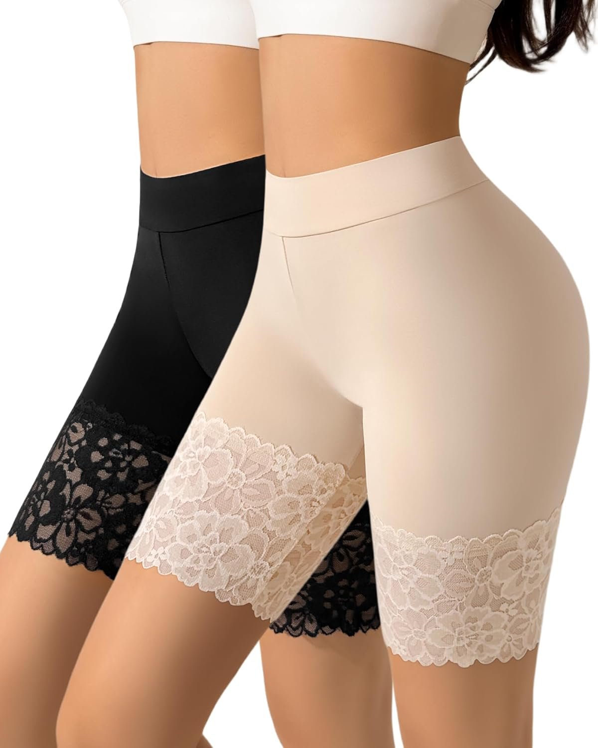 J-pone Slip Shorts for Under Dresses Smooth Anti-Chafing Lace Shorts for Women Boyshorts Seamless High Waisted Underwear