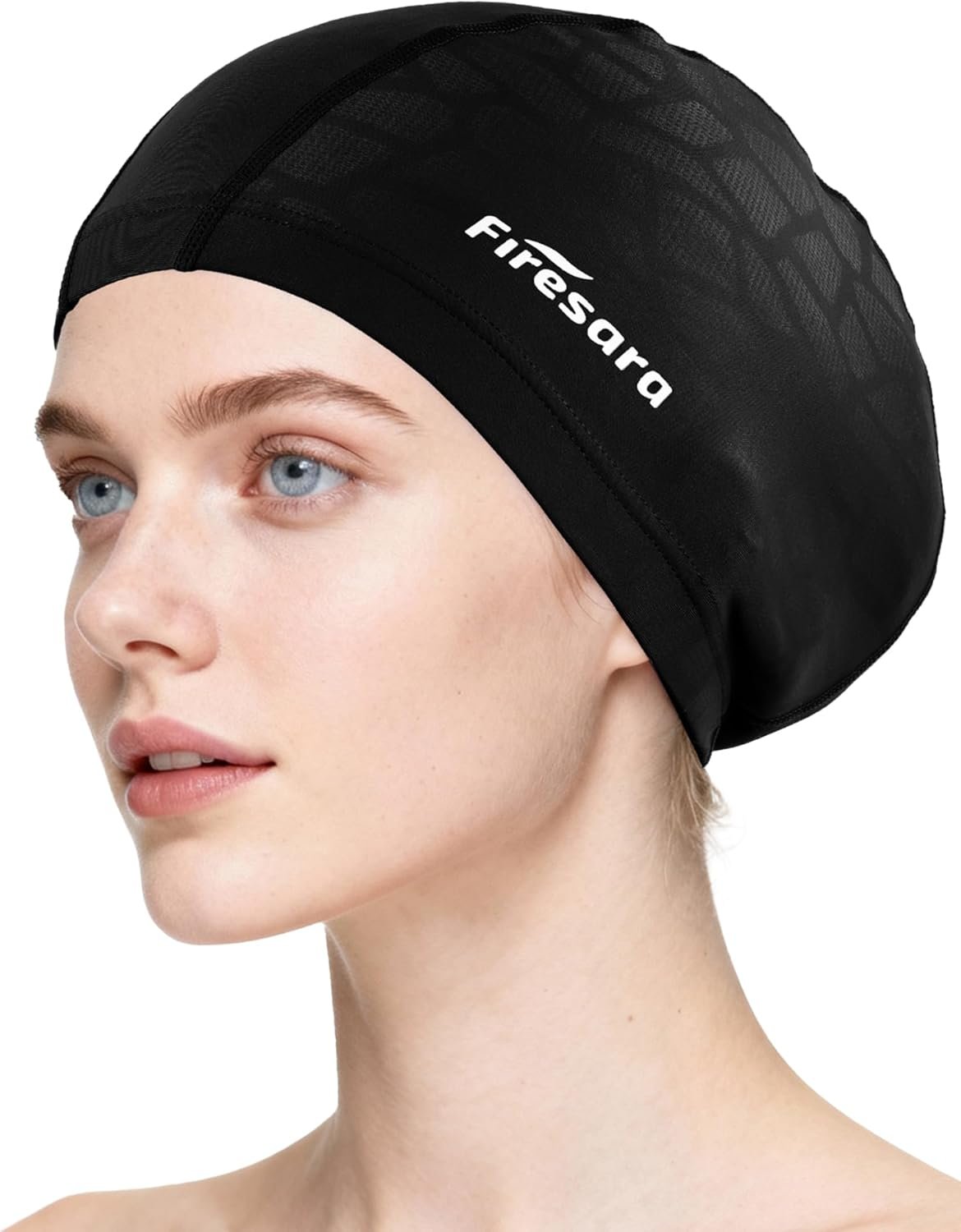 Firesara Fabric Swim Cap, High Elasticity Swimming Cap Keeps Hair Clean Breathable Fit Both Long Hair Short Hair, Swim Caps Woman Girls Men Kids One Size Hat