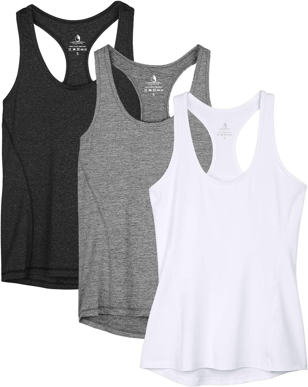 icyzone Women’s Racerback Workout Athletic Running Tank Tops (Pack of 3)