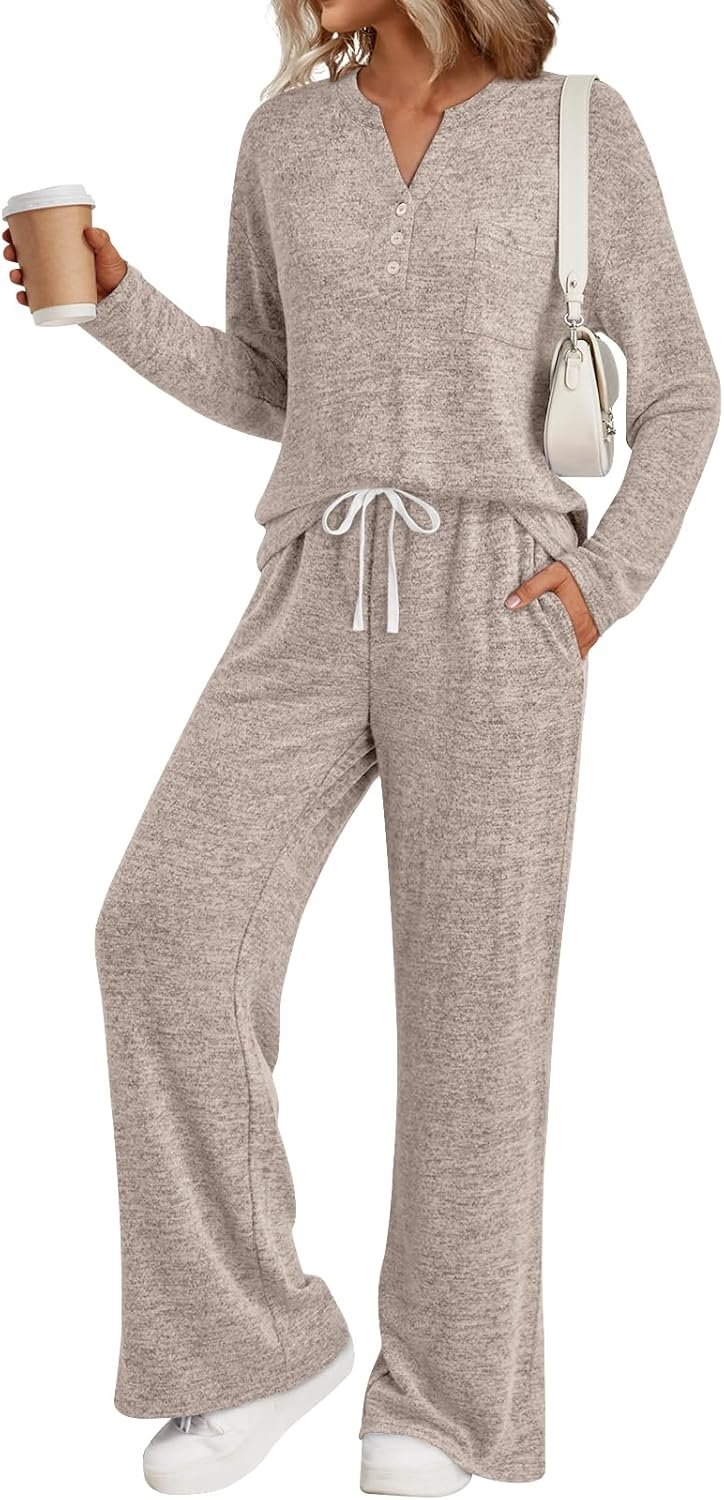 LILLUSORY Womens 2 Piece Lounge Sets Winter Outfits 2026 Sweatsuit Matching Pjs Airport Vacation Travel Fall Pajamas Fashion