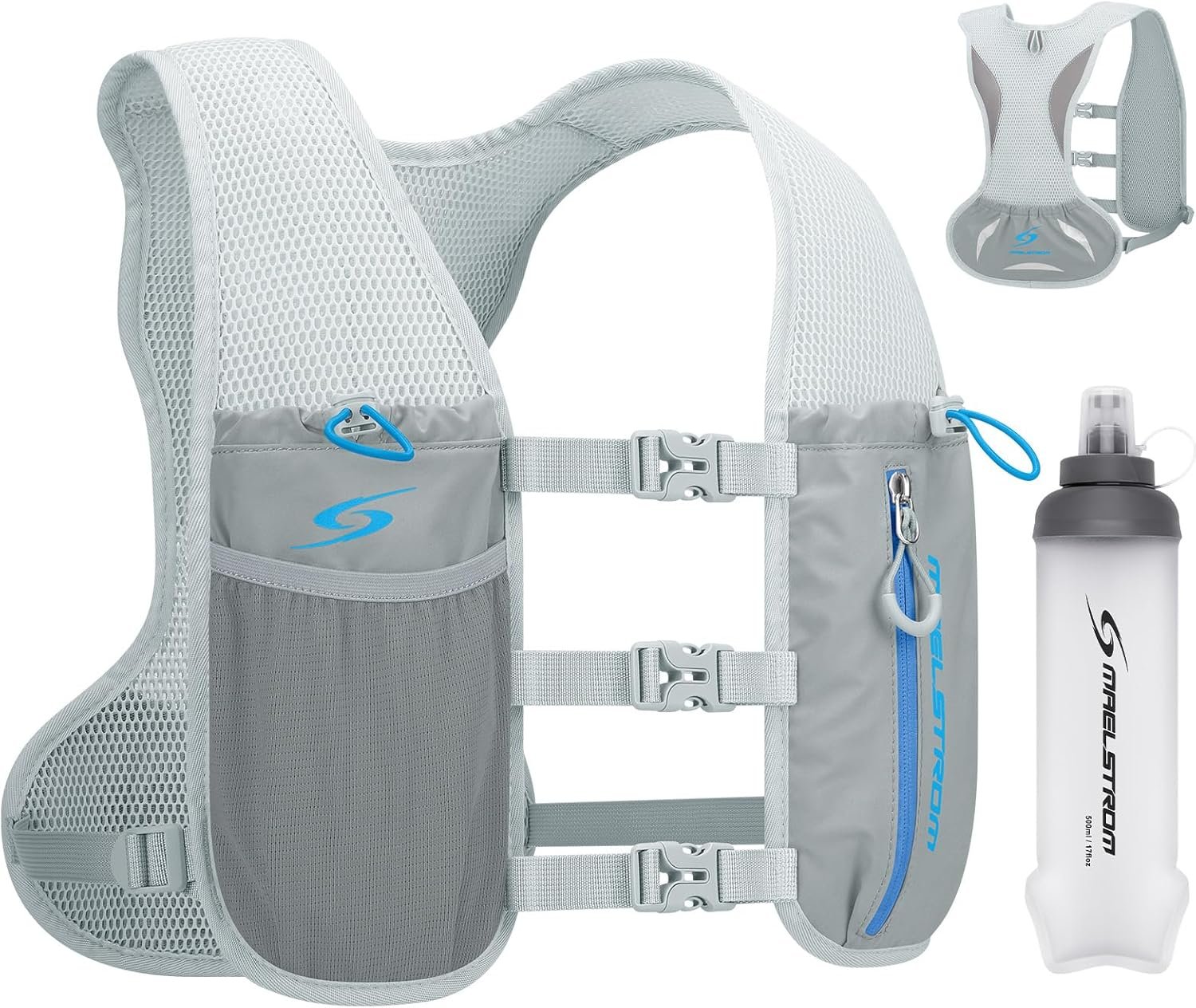Maelstrom Running Vest for Women Men,Adjustable & Lightweight Reflective Hydration Vest with 500ml Soft Flask , Running Backpack for Trail Race, Marathon, Hiking, Cycling