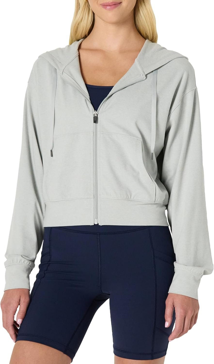 Amazon Essentials Women’s Athletic Soft Performance Lightweight Cropped Zip Up Workout Hoodie