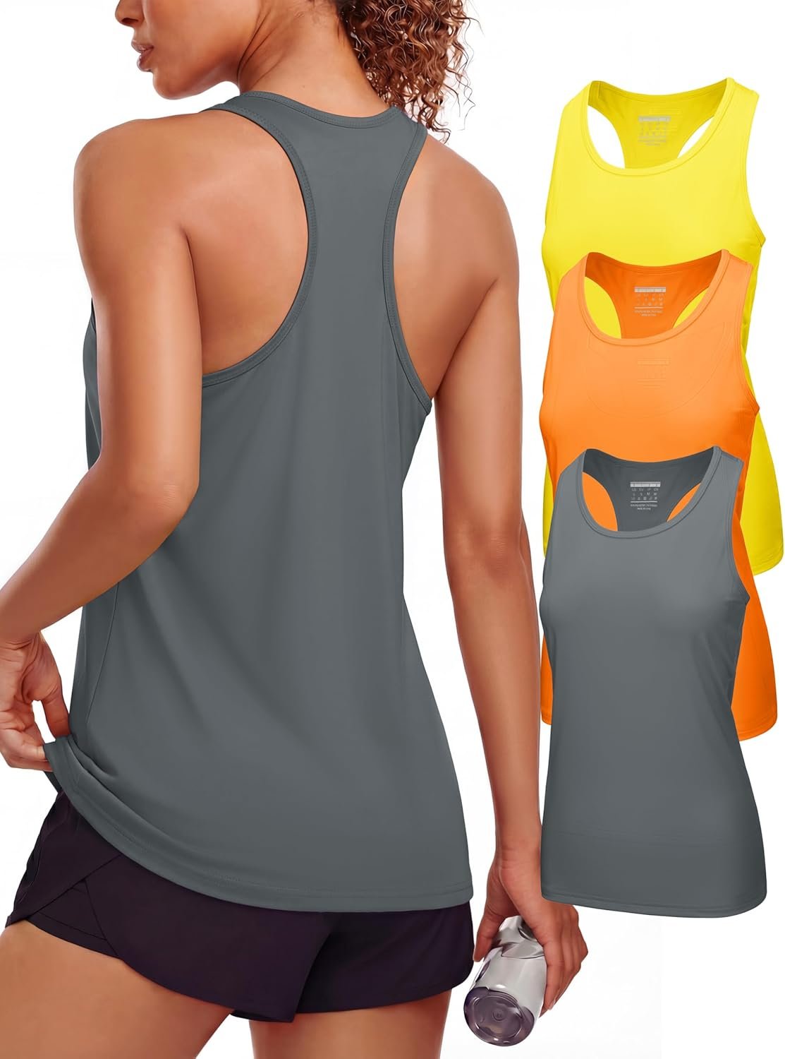 MAGCOMSEN Women’s Athletic Racerback Tank Tops Quick Dry Racer Back Workout Tanks Moisture Wicking Upf50 Exercise 3 Pack