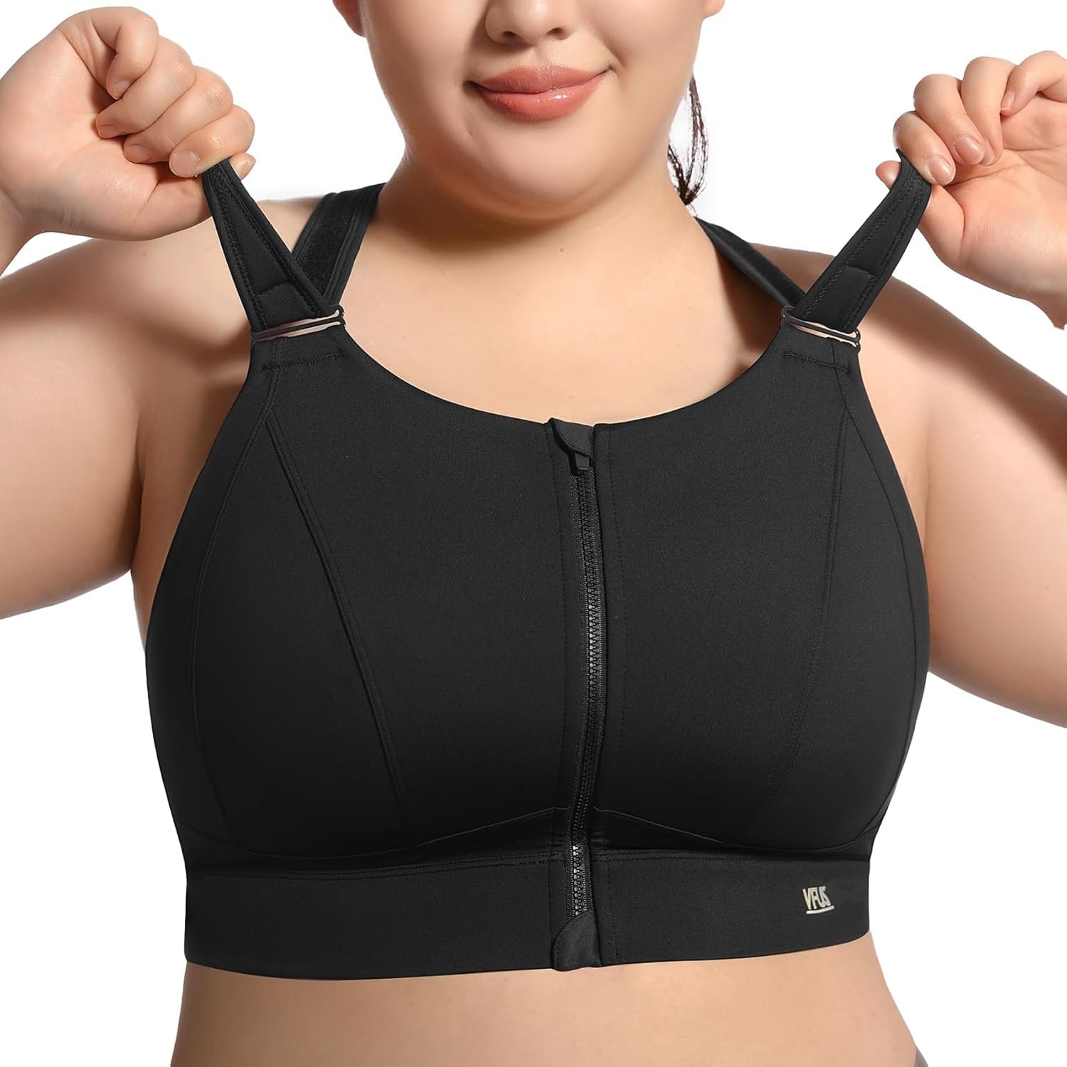 High Impact Sports Bras for Women Adjustable Zip Front Plus Size Workout Bra Full Coverage Removable Padded Running