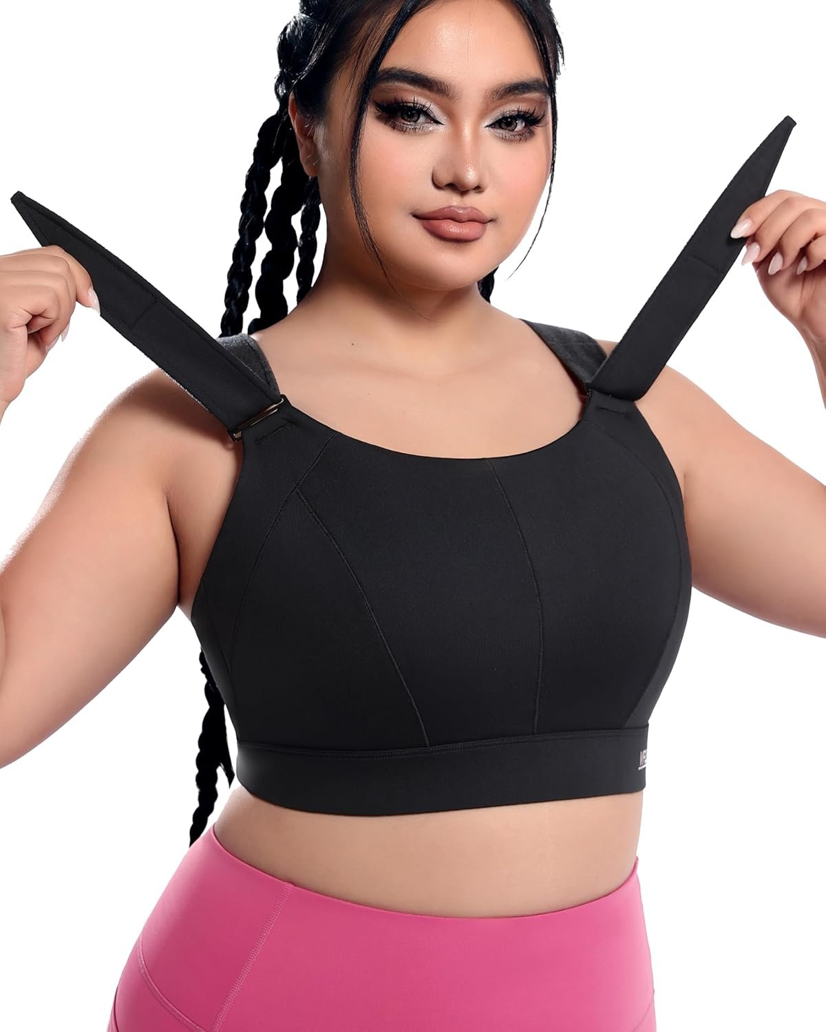 Adjustable High Impact Sports Bras Molded Cup Plus Size Bra for Large Bust Women Running Workout Gym Fitness