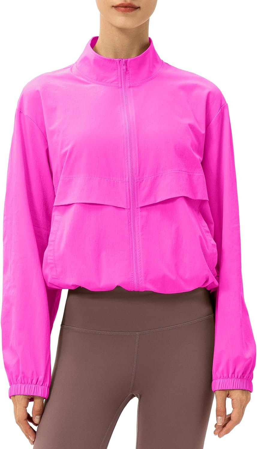 Locachy Women’s Lightweight Zip Up Athletic Jacket Stand Collar Windproof Sun Protection Workout Outdoor Jacket