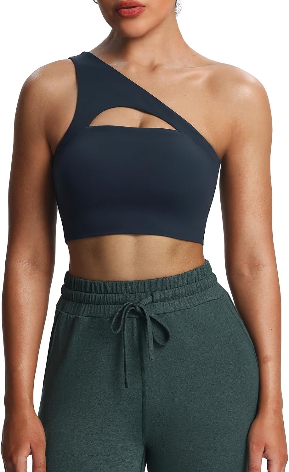 Aoxjox Women’s Workout Sports Bras Fitness Gym Olivia Asymmetric One Shoulder Bra Yoga Crop Tank