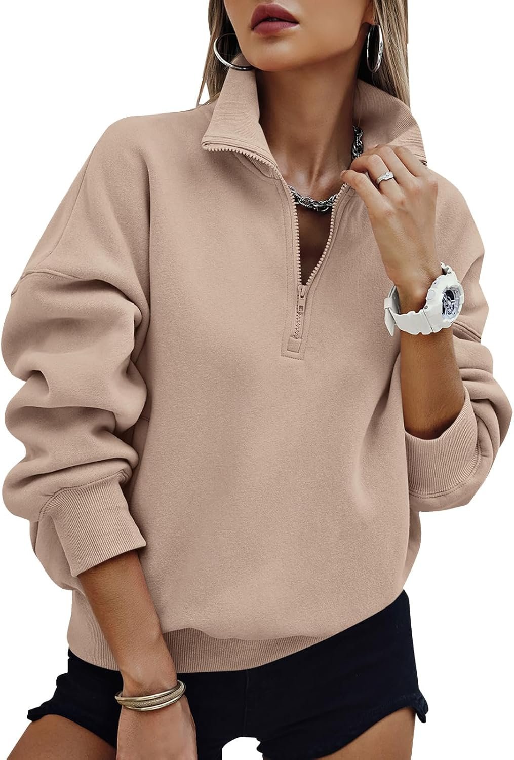 PRETTYGARDEN Womens Half Zip Oversized Sweatshirts Fleece Hoodies 2026 Trendy Long Sleeve Pullover Tops Y2k Fall Outfits