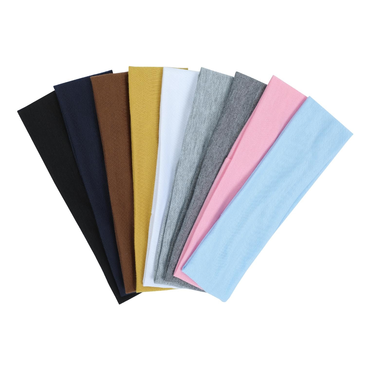 9Pcs Headbands for women Non Slip Headband, Soft Elastic Hair Bands for Women’s Hair, Fashion Cotton Cloth Stretchy Sweat Bands Headbands for Sports, Makeup, Gym, Running, Yoga, Workout (9Colors-A)