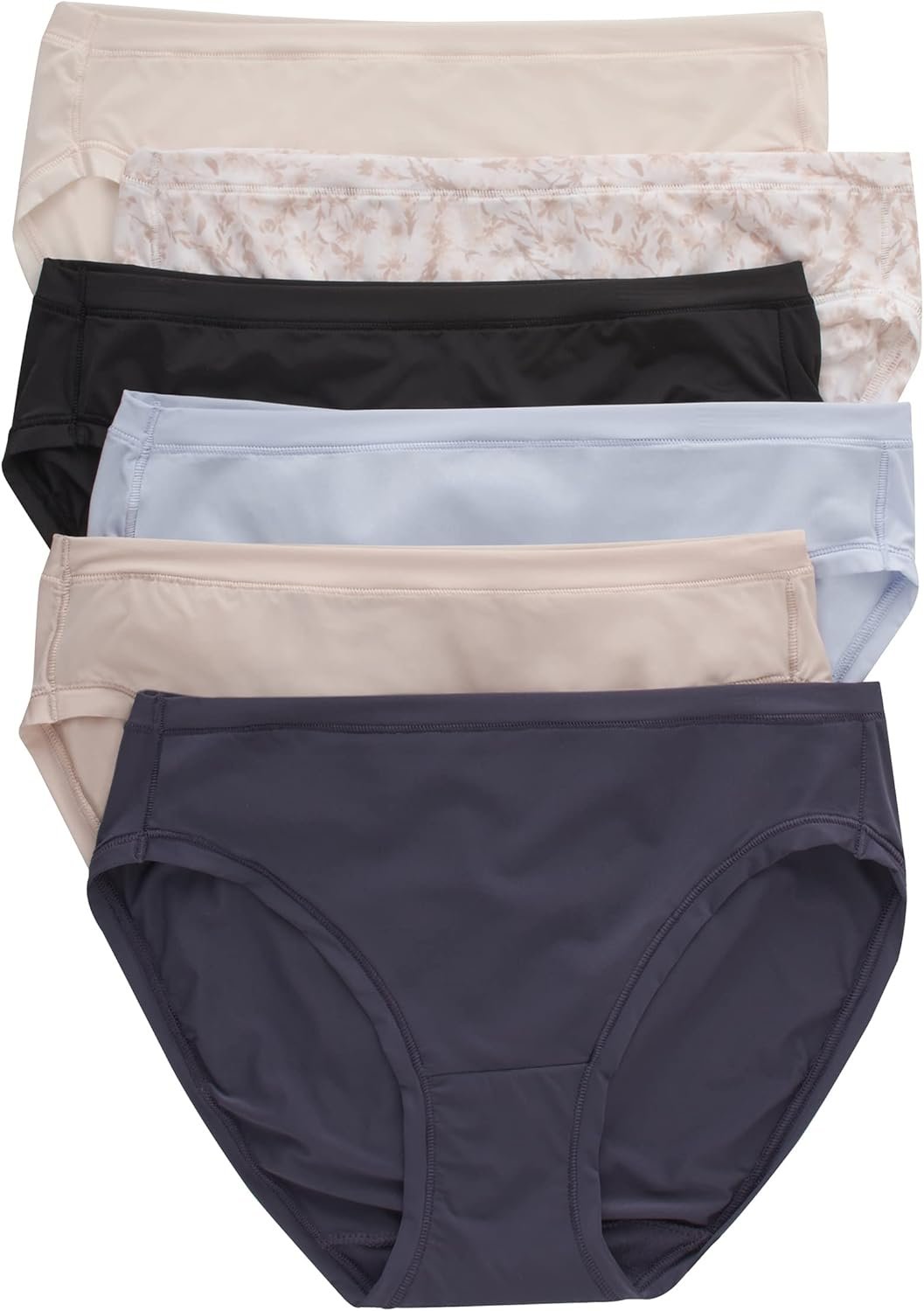 Hanes Women’s Microfiber Stretch Underwear Pack, Comfort Flex Fit Brief Bikini or Thong Panties, 6-Pack