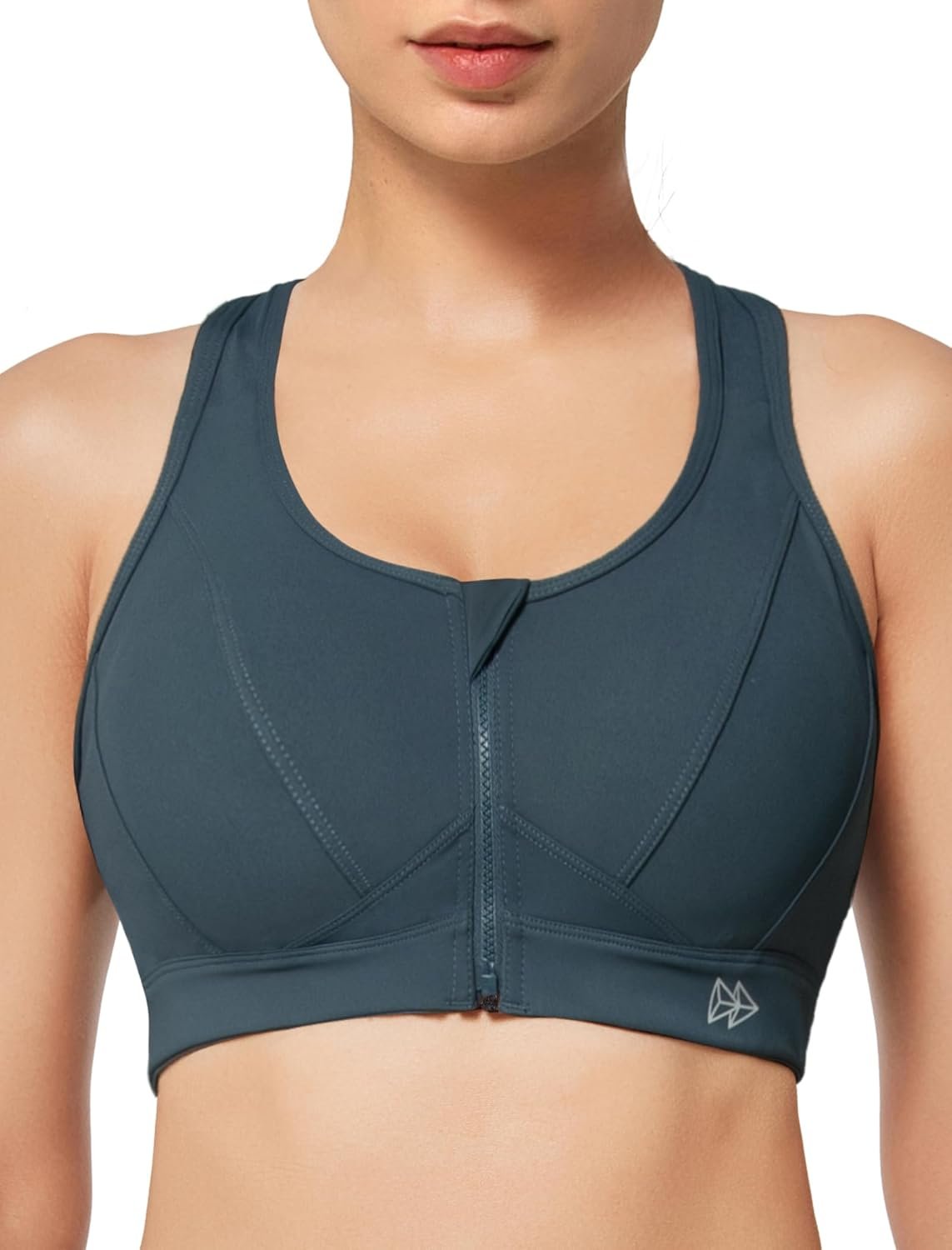 Yvette Zip Front Sports Bra – High Impact Sports Bras for Women Plus Size Workout Fitness Running