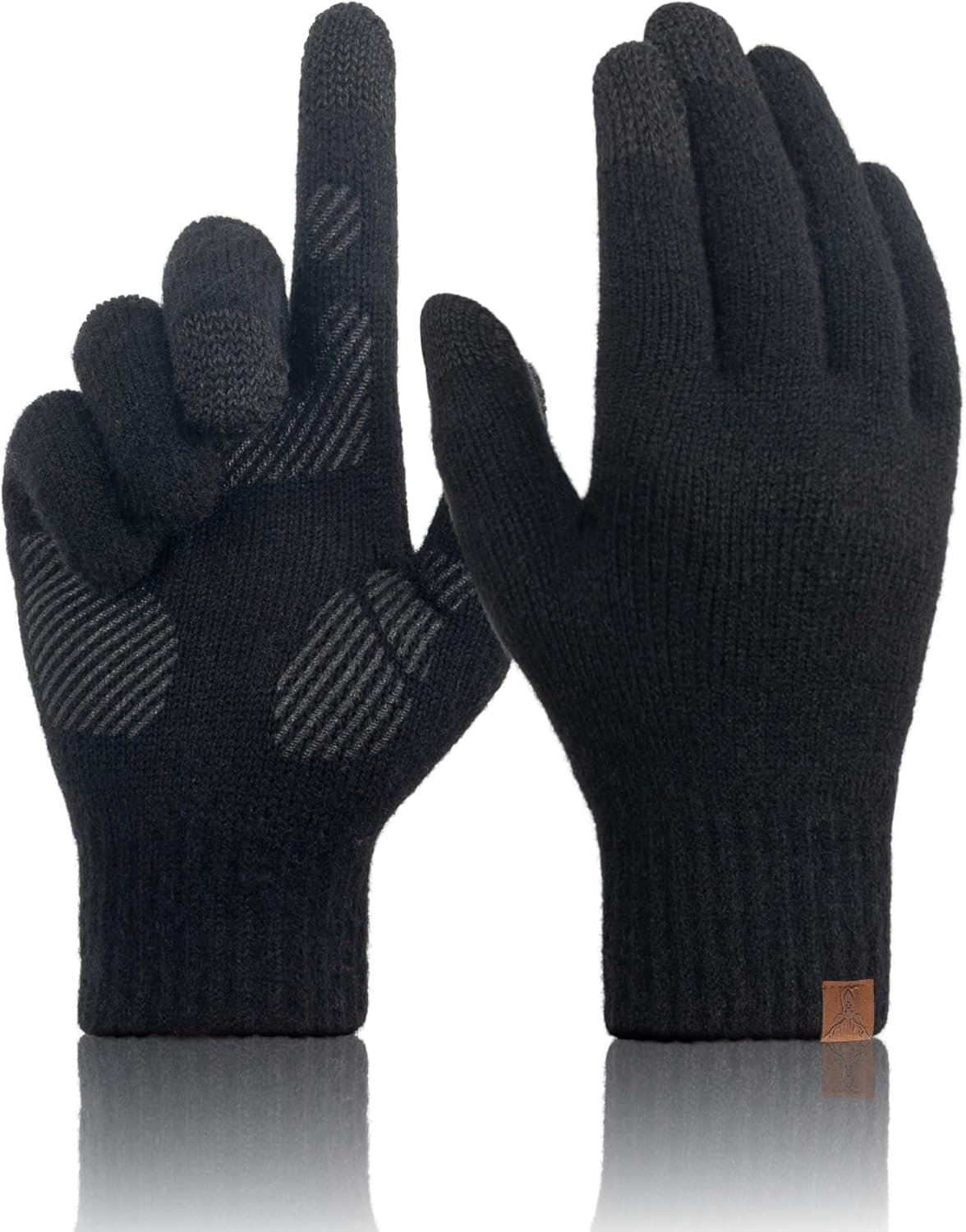 TRENDOUX Merino Wool Winter Gloves: Touch Screen Knitted Gloves Warm Thin Non-slip Glove for Men Women Driving Running Gift