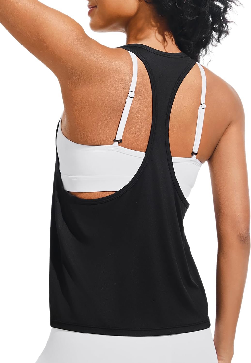 JOYSPELS Ice Silk Workout Tank Tops for Women Quick Dry Sleeveless Loose Fit Narrow Racerback Athletic Running Shirts