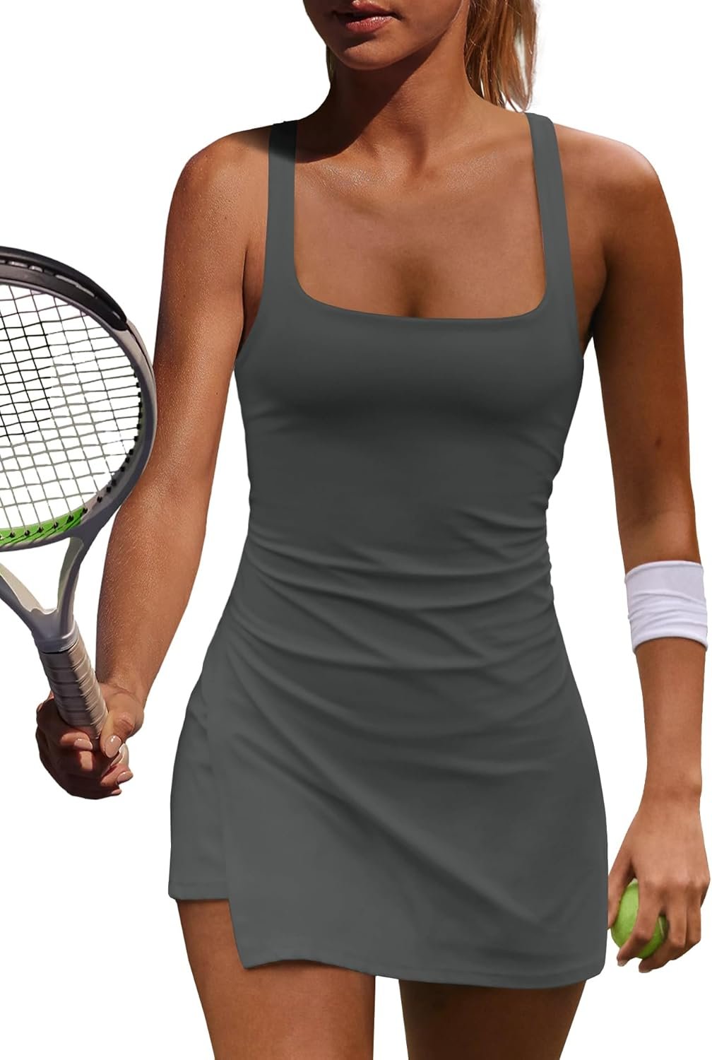 Yanekop Womens Tennis Dress with Built in Shorts Golf Dress Athletic Outfits Yoga Active Workout Dresses