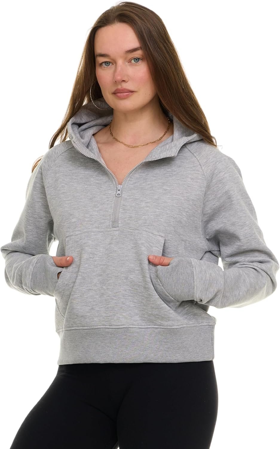 Womens Half Zip Hoodie – Fleece Cropped Sweatshirt for Women, Quarter Zip Up Pullover