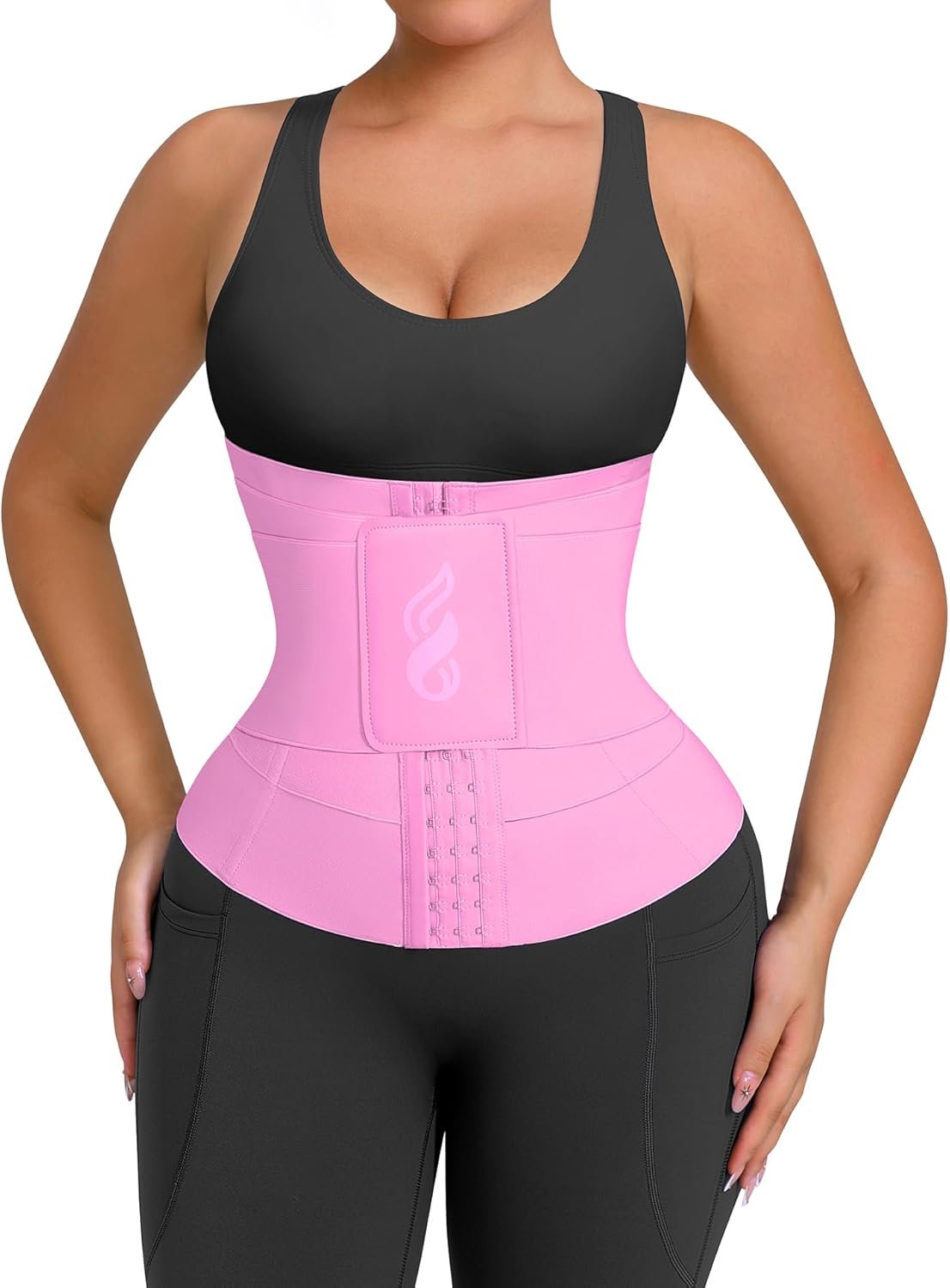 FeelinGirl Waist Trainer for Women Belly Fat Waist Trimmer Ab Belt Tummy Control with Triple Segmented Belt Body Shaper