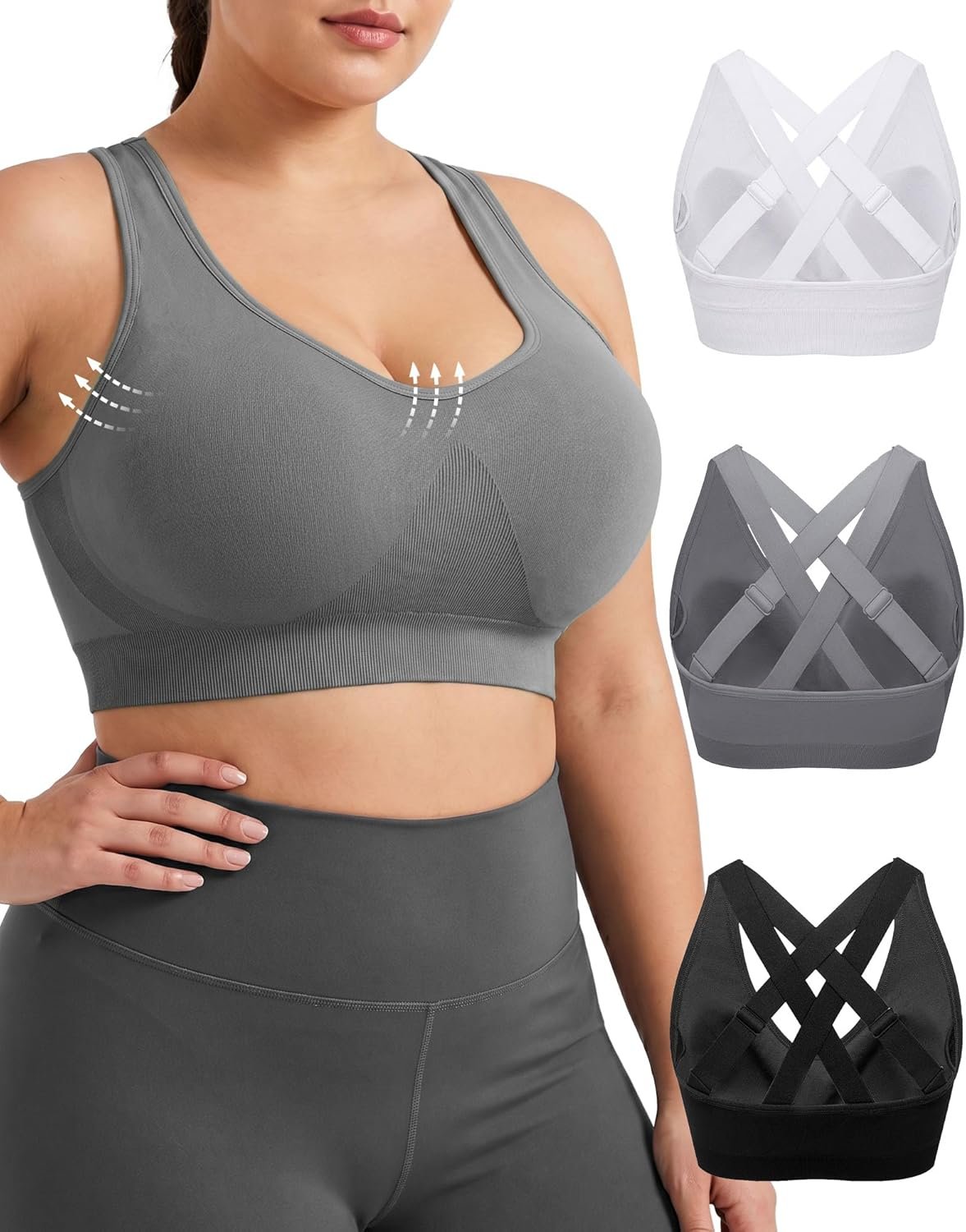 FITTIN Adjustable Sports Bra for Large-Bust: Adjust Your Support for Different Workouts – Full Coverage for Plus Size Women