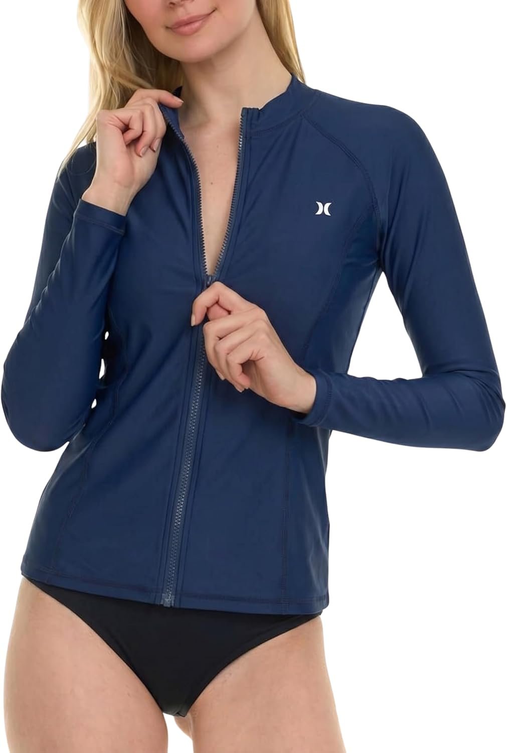 Hurley Rash Guard for Women Full Zip, Zip Up Long Sleeve Swim Shirts for Women, Surfing Top UPF 50+ SPF Sun & UV Protection