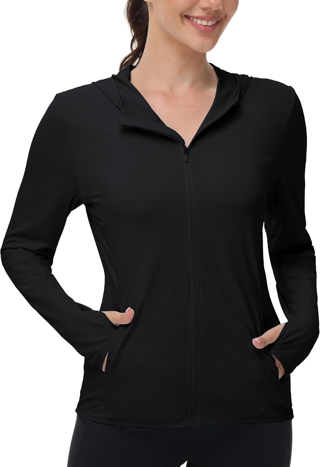isnowood Women’s UPF 50+ Sun Protection Rash Guard, UV SPF Long Sleeve Zip Hoodie Jacket, Lightweight Hiking Outdoor Shirts