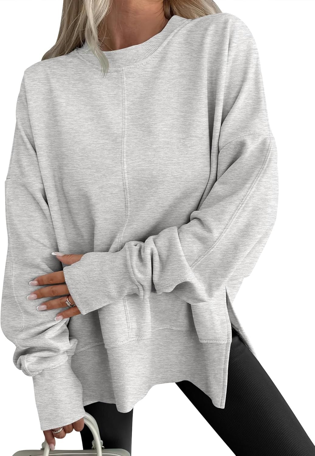 ANRABESS Women Oversized Sweatshirts Thumbhole Long Sleeve Hoodies Shirts 2026 Fall Side Slit Pullover Top Teen Y2k Outfits