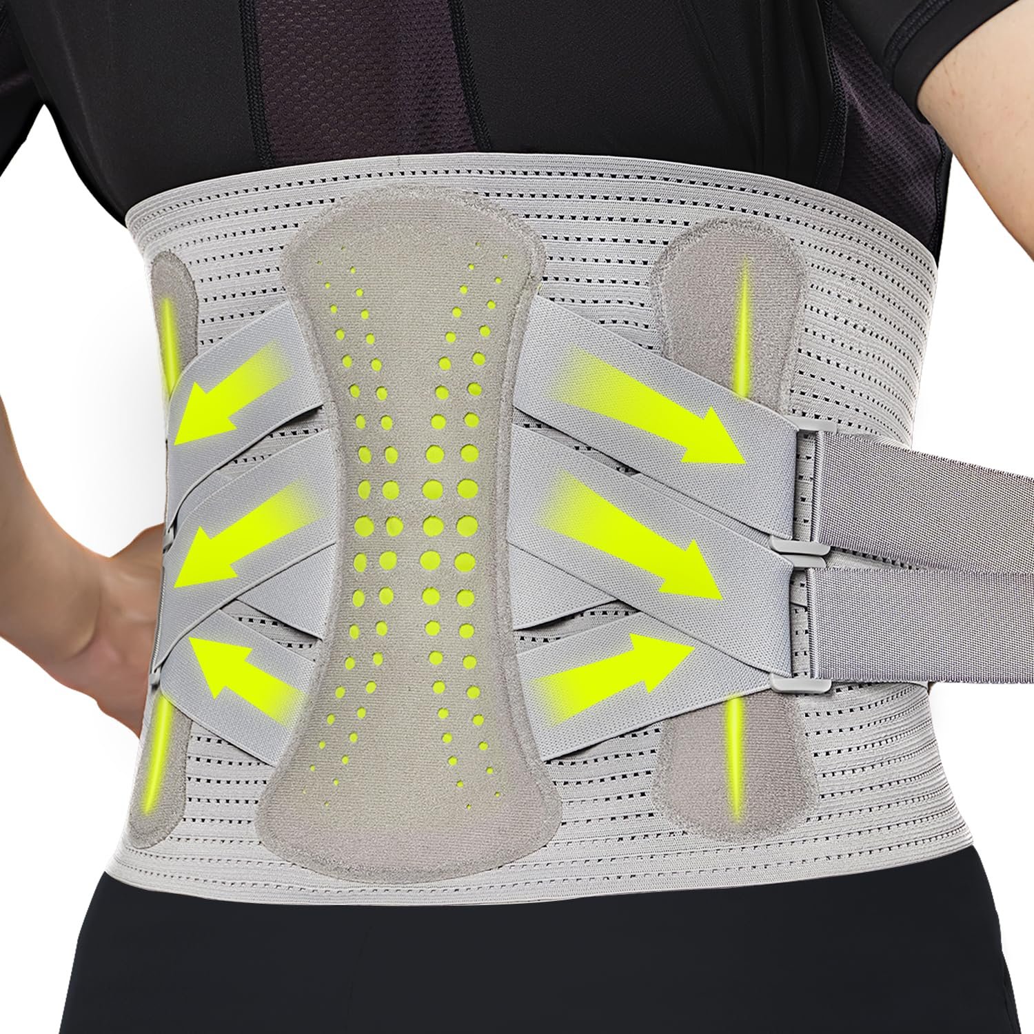 aoFIT Back Brace for Lower Back Pain Relief with 360-Degree Biochemical Hug Support, Back Support Belt for Men and Women, Soft Breathable Fabric Lumbar Support for Herniated Disc, Sciatica L