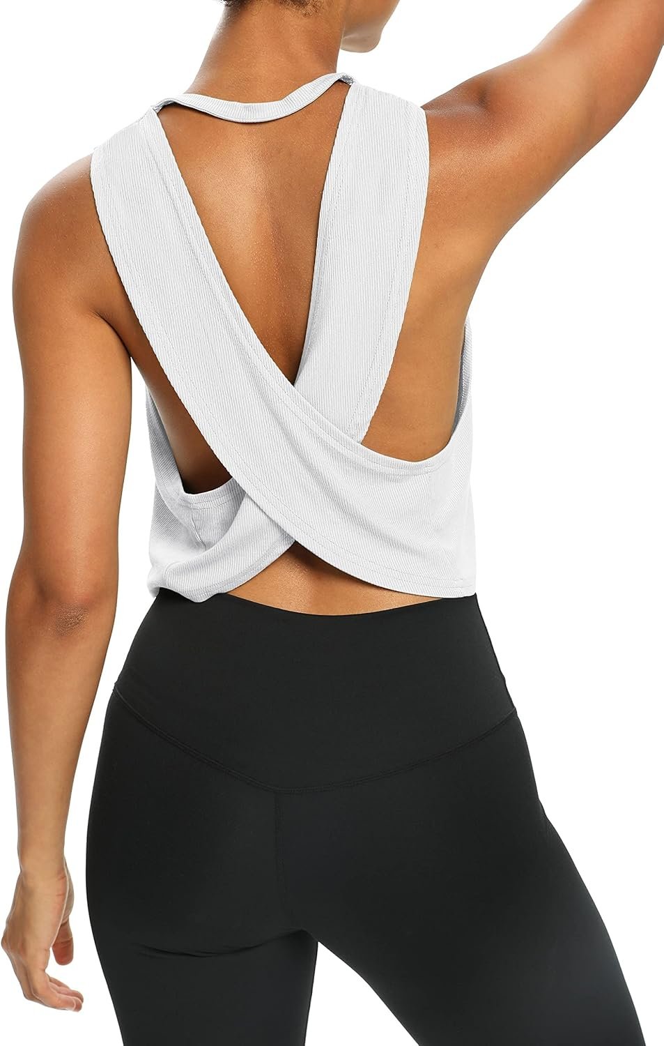 Bestisun Womens Open Back Workout Shirts Cropped Yoga Tank Tops Backless Athletic Clothes