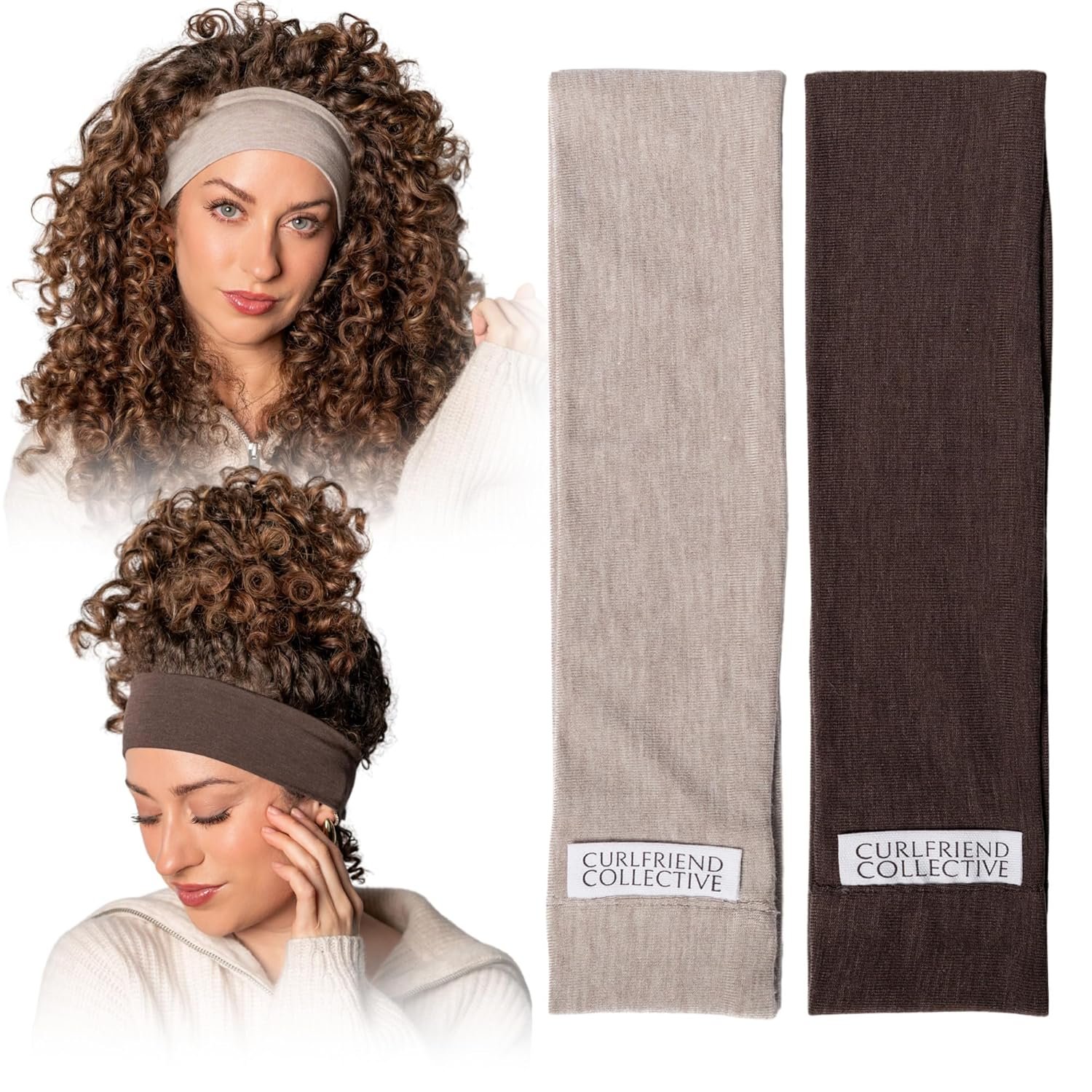 Curlfriend Collective No Sweat Headbands for Women – Non Slip Workout Headband for Gym, Yoga & Running, Soft Sweat Band, Breathable TENCEL Wool Blend, Comfortable Fit for All Hair Types, Oat Espresso
