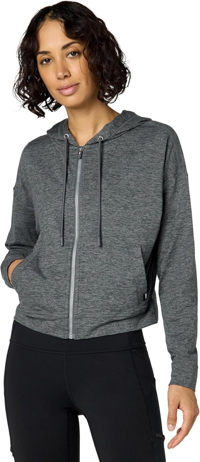 DKNY Women’s Full Zip Cropped Hoodie Sweatshirt