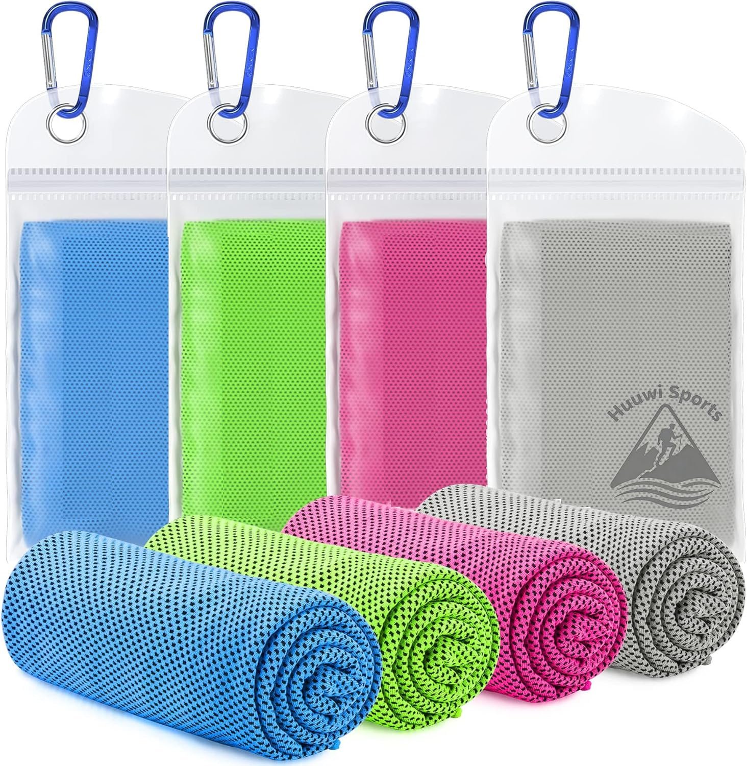 Cooling Towel 4 Pack, 40″x12″ Ice Towel for Instant Relief, Microfiber Chilly Towel for Sports, Gym, Running, Yoga, Golf, Camping, Fitness (Mix A)