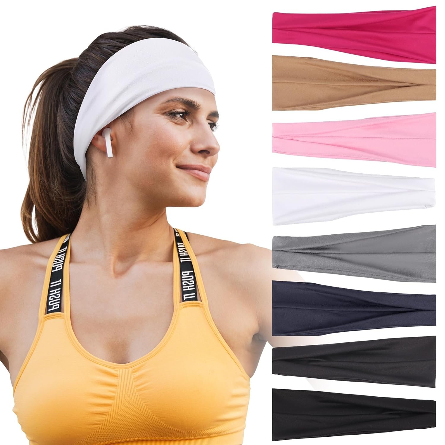 Ztomine Headbands for Women – 8 Pack Wide Elastic Hair Bands, Soft Stretchy Non-Slip Sweatbands for Workouts, Yoga, Washing Face & Daily Wear