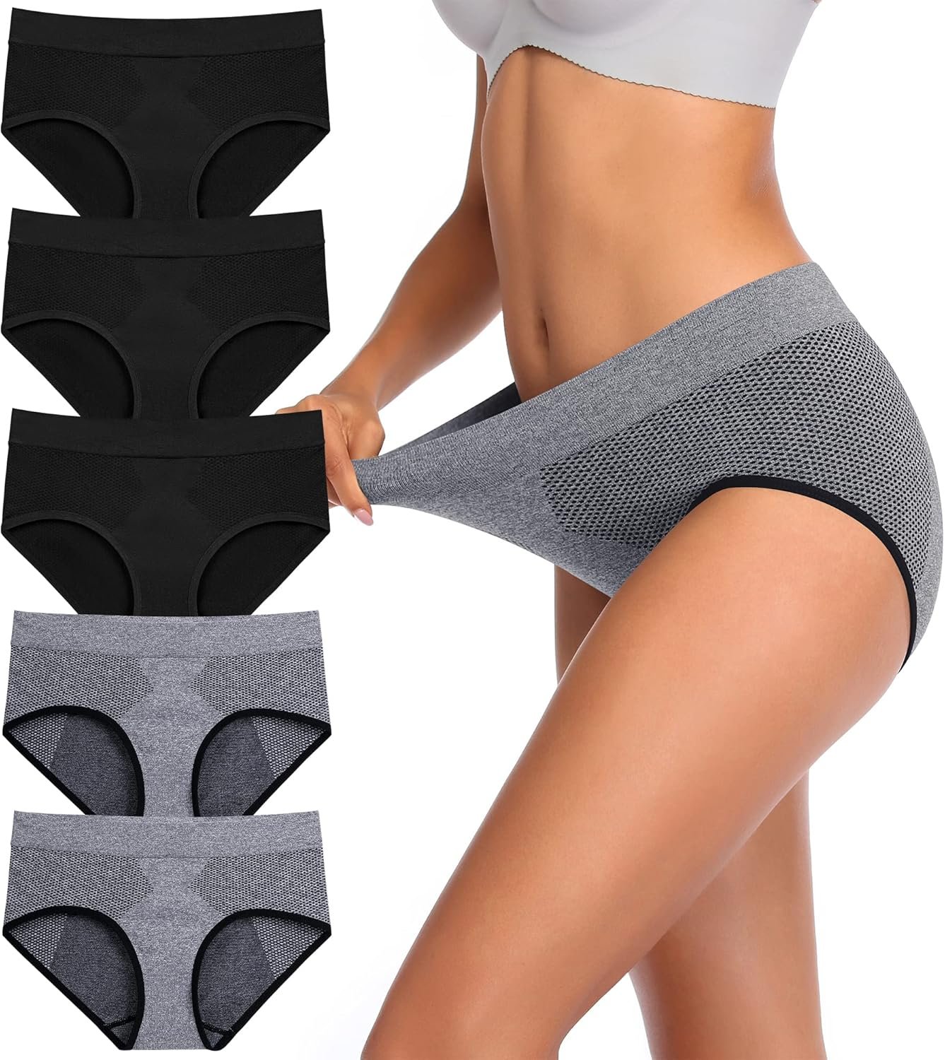 Annenmy Women’s Underwear, Seamless Hipster Panties Women Breathable Tag Free Women Brief, Sport Wicking Underwear 5-Pack