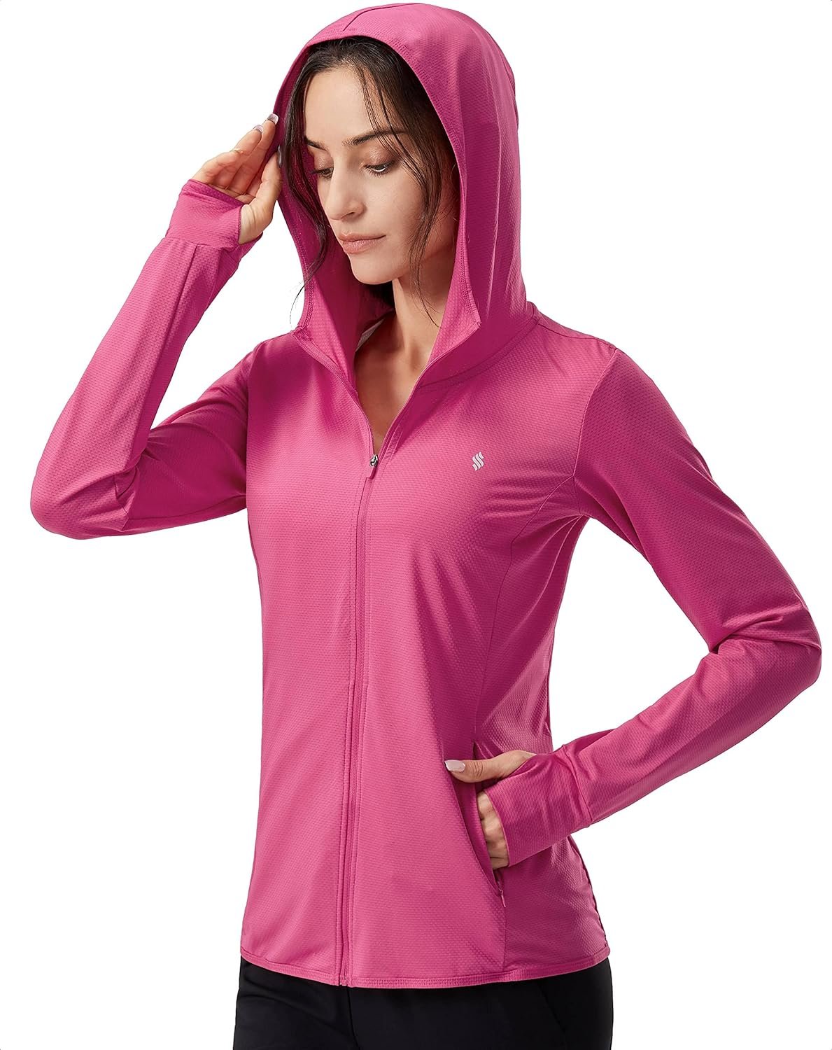 Soothfeel Women’s UPF 50+ Sun Protection Hoodie Jacket Lightweight Long Sleeve Sun Shirt for Women with Pocket Hiking Outdoor