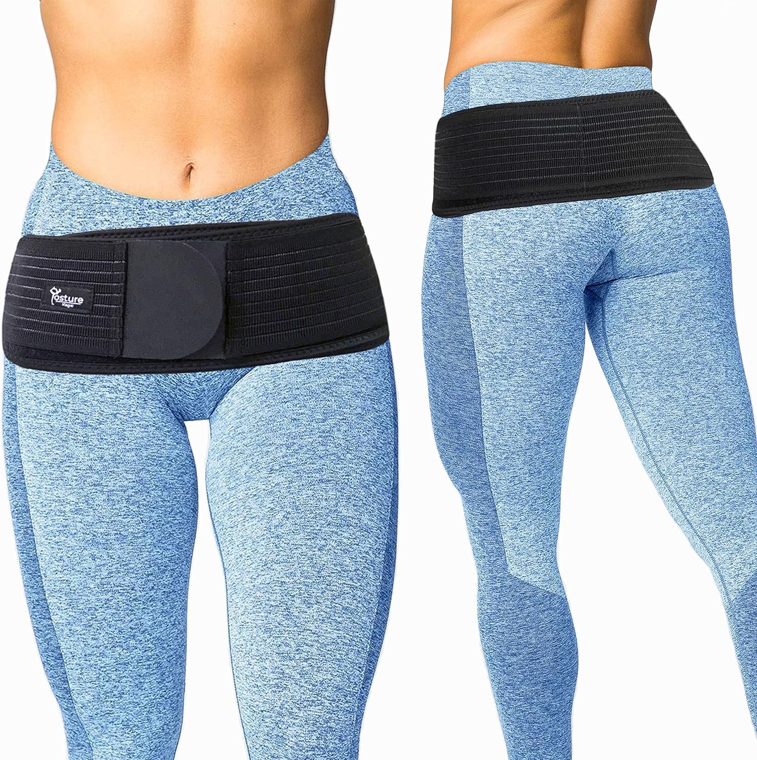 Posture Magic Sacroiliac SI Joint Support Belt for Women and Men – Reduce Sciatic, Pelvic, Lower Back and Leg Pain – Stabilize SI Joint (Regular (Hip Size 30-45″))