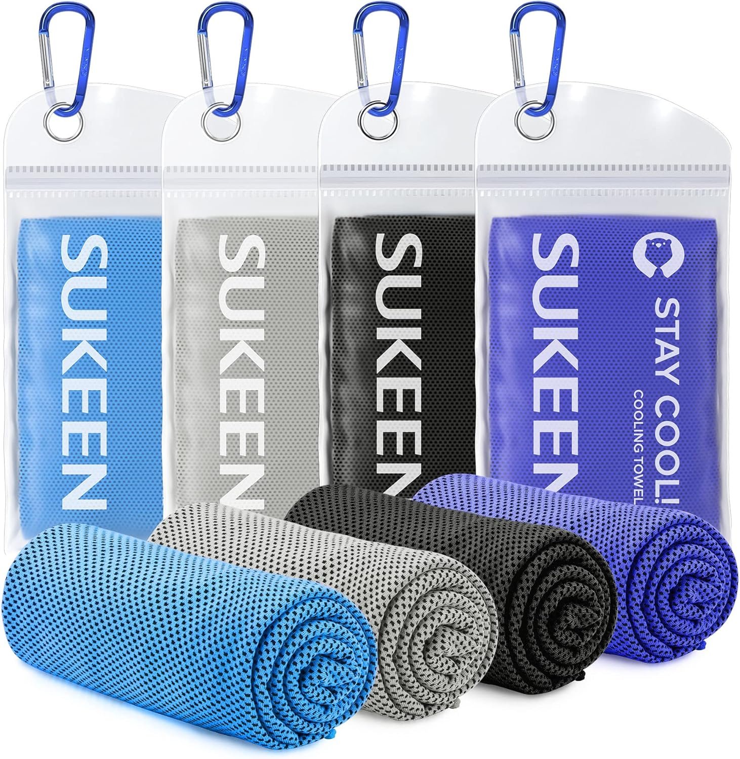 Sukeen 4 Pack Cooling Towels (40″x12″), Cooling Neck Wraps, Ice Towel, Soft Breathable Chilly Towel,Microfiber Towel for Yoga,Sport,Running,Gym,Workout,Camping,Fitness,Workout & More Activities